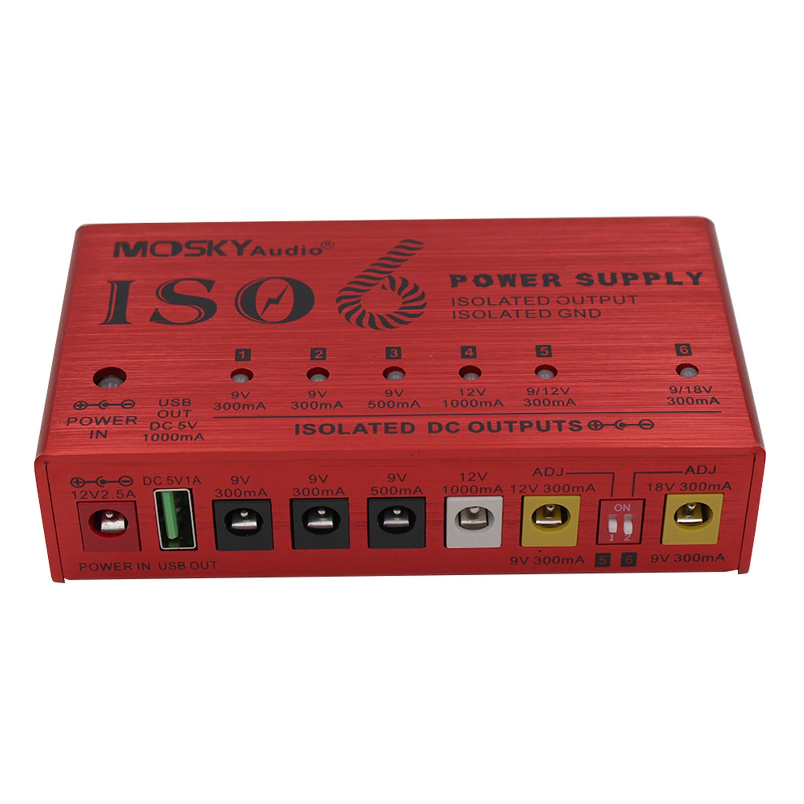 MOSKY AUDIO ISO 6 Power Supply 6-way Independent Isolated Guitar Pedal