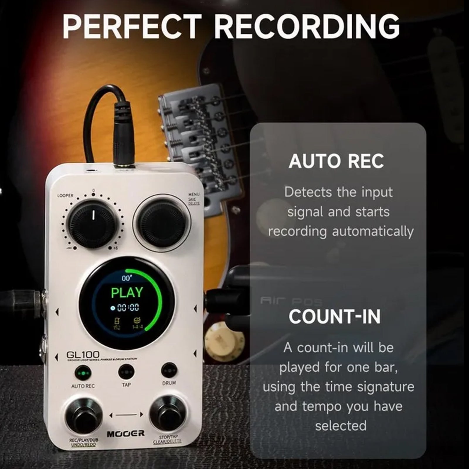 MOOER GL100 Looper Drum Machine Guitar Effects Pedal