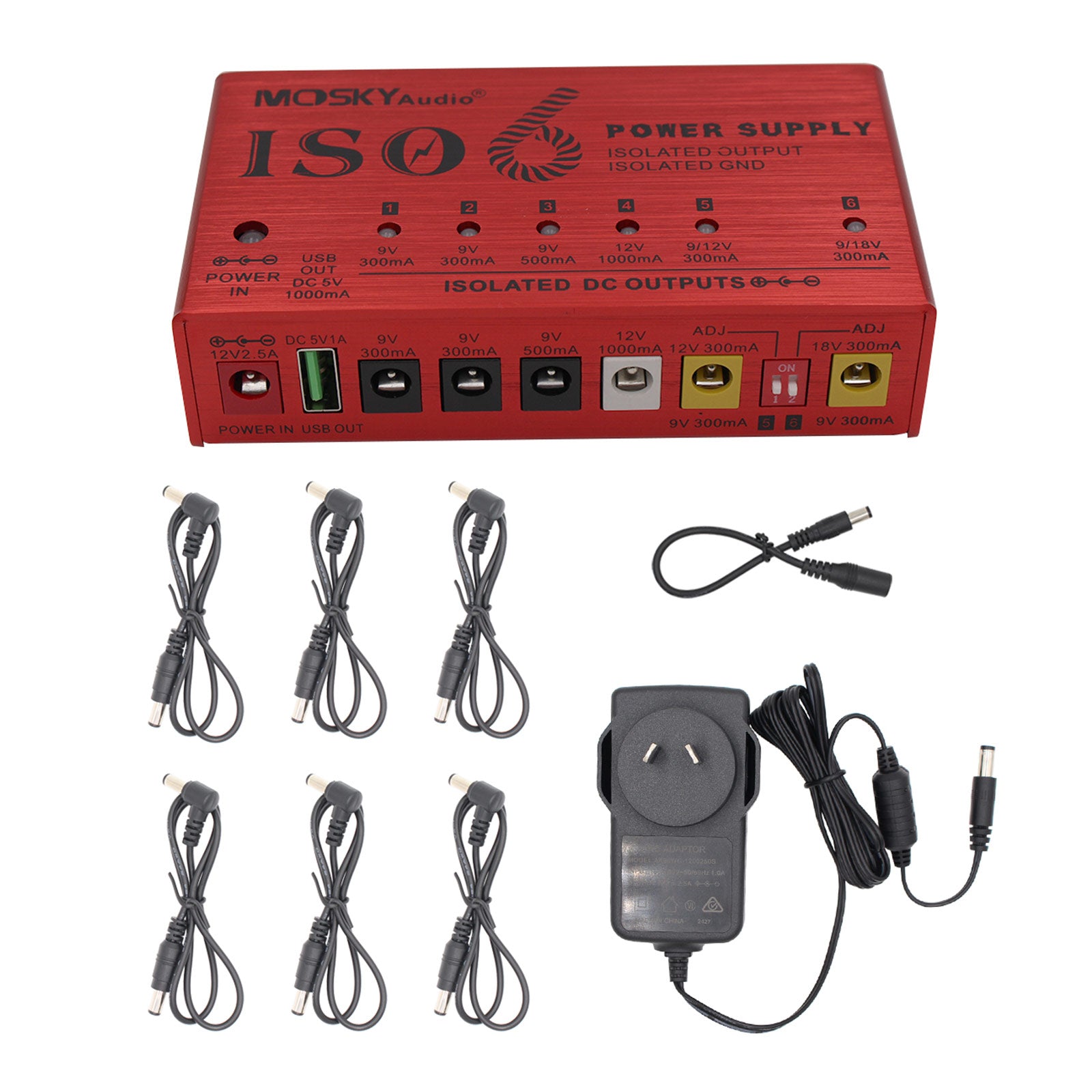 MOSKY AUDIO ISO 6 Power Supply 6-way Independent Isolated Guitar Pedal