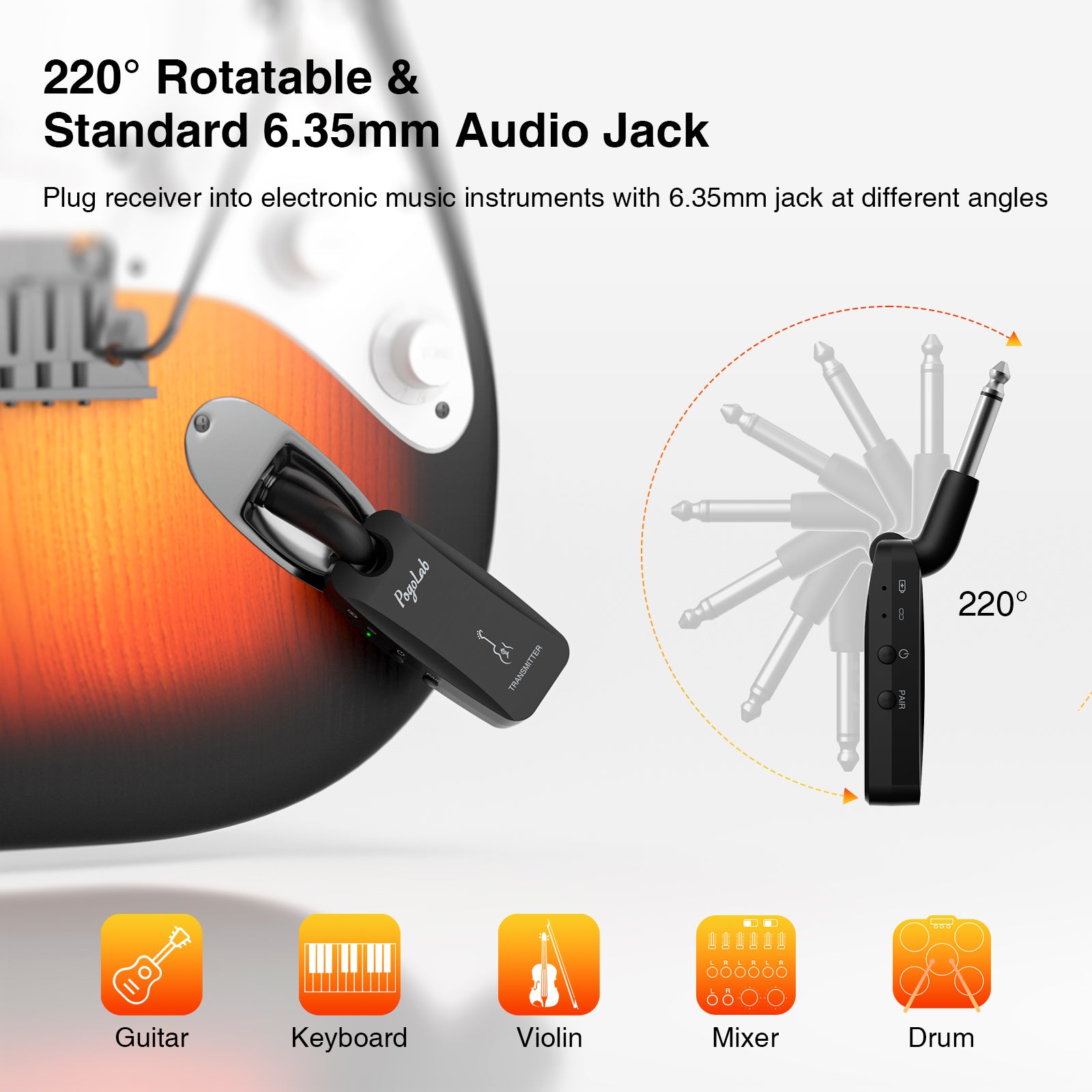 POGOLAB 5.8GHz Wireless Guitar System Transmitter Receiver w/ Storage Bag USB - LEKATO-Best Music Gears And Pro Audio