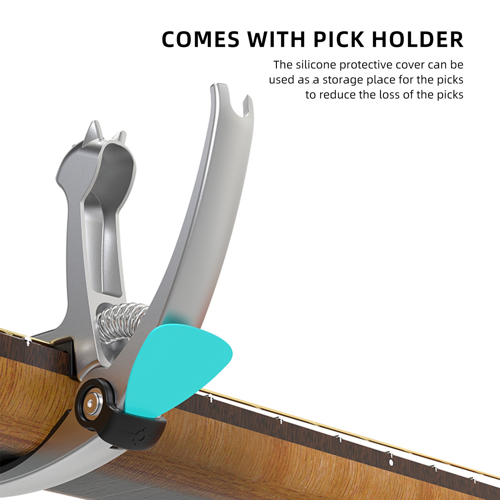 BD-02 5-in-1 Guitar Capo String Cutter Pin Puller Pick Holder Guitar Picks