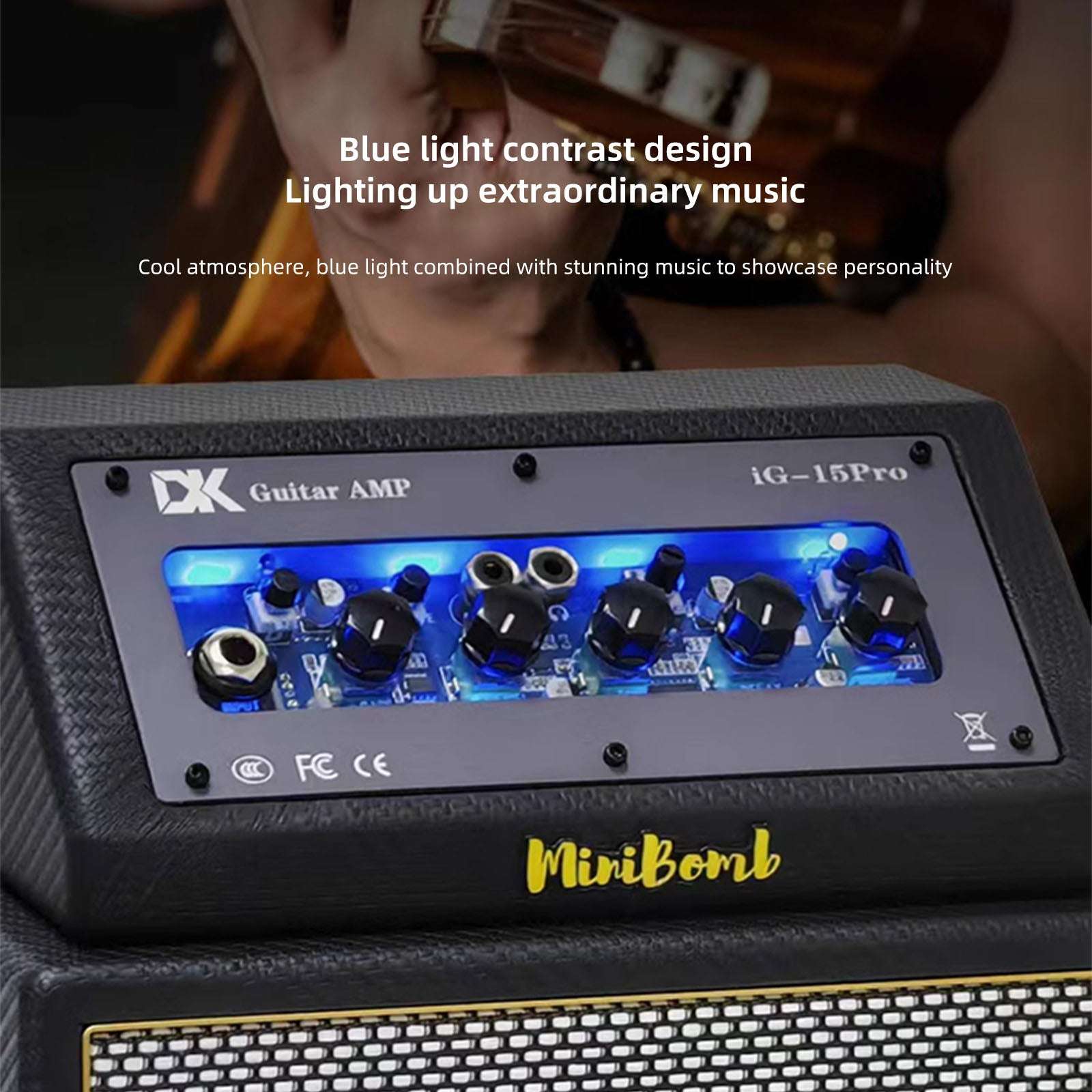 DK iG-15 PRO lectric Guitar Amp 15 Watts Rechargeable Distortion Delay Acoustic