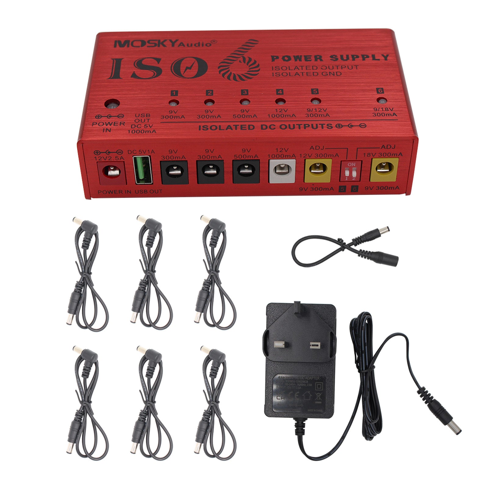 MOSKY AUDIO ISO 6 Power Supply 6-way Independent Isolated Guitar Pedal