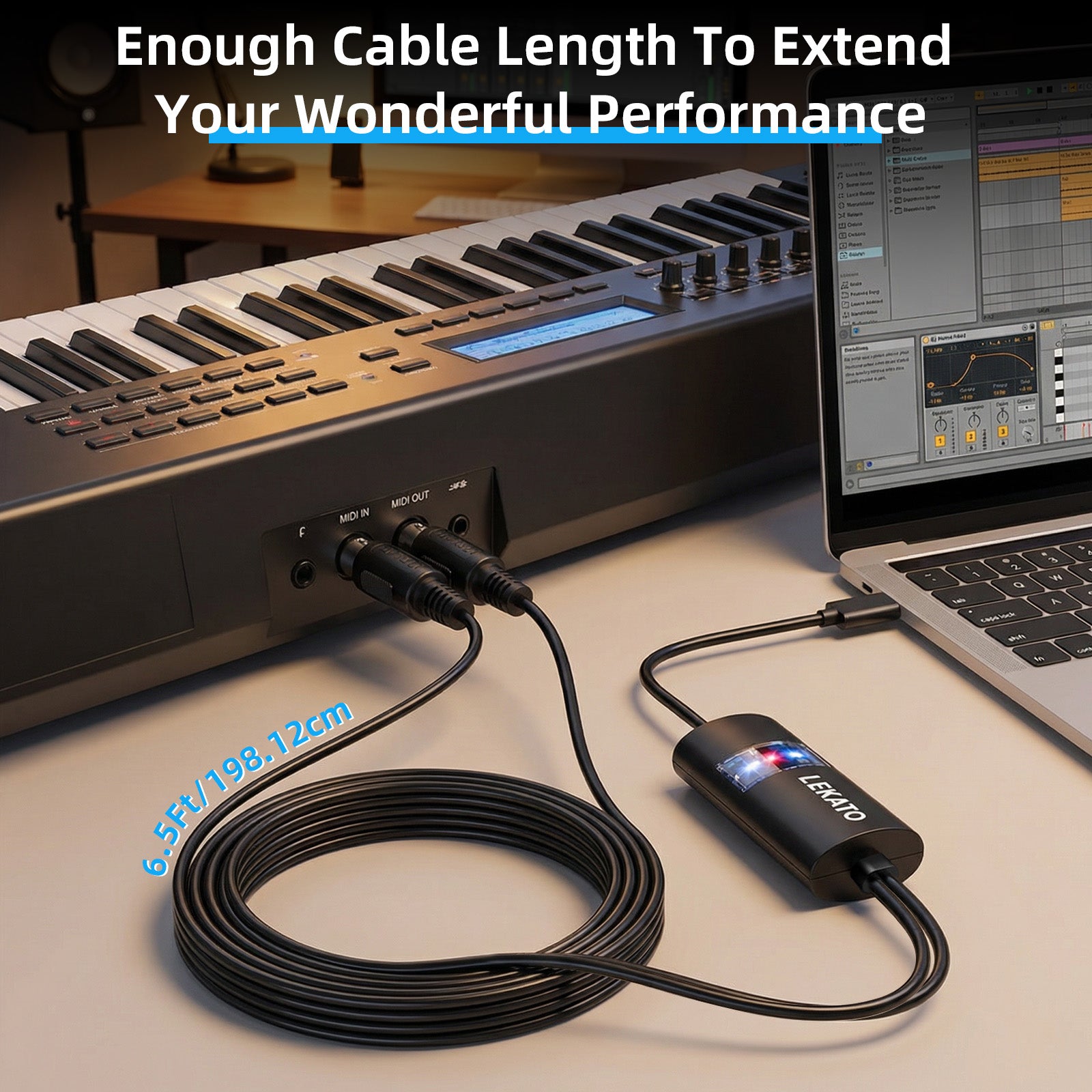 LEKATO UM-19 MIDI to Type-C MIDI Interface 6.5Ft