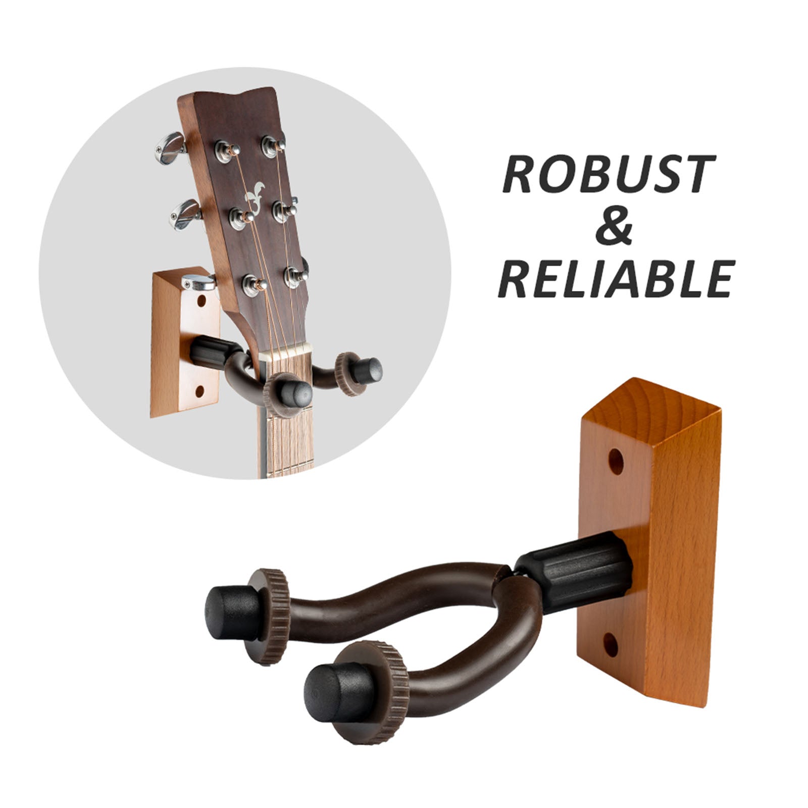 2 pc Classic Wood ABS Guitar Hanger Hooker with Pick Bag and 4 Picks