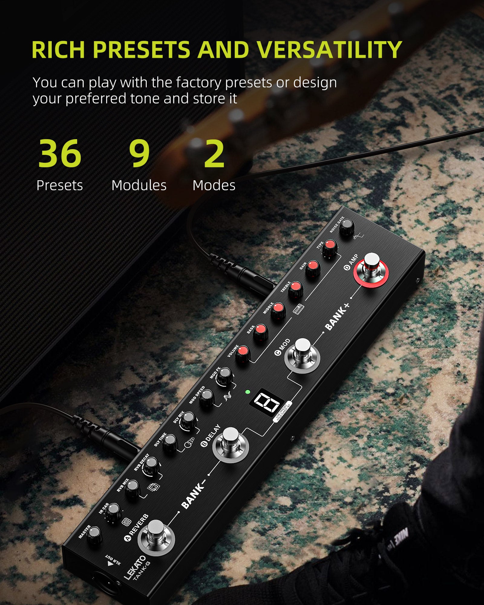 LEKATO Tank-G Gitarreneffektprozessor-Pedal
