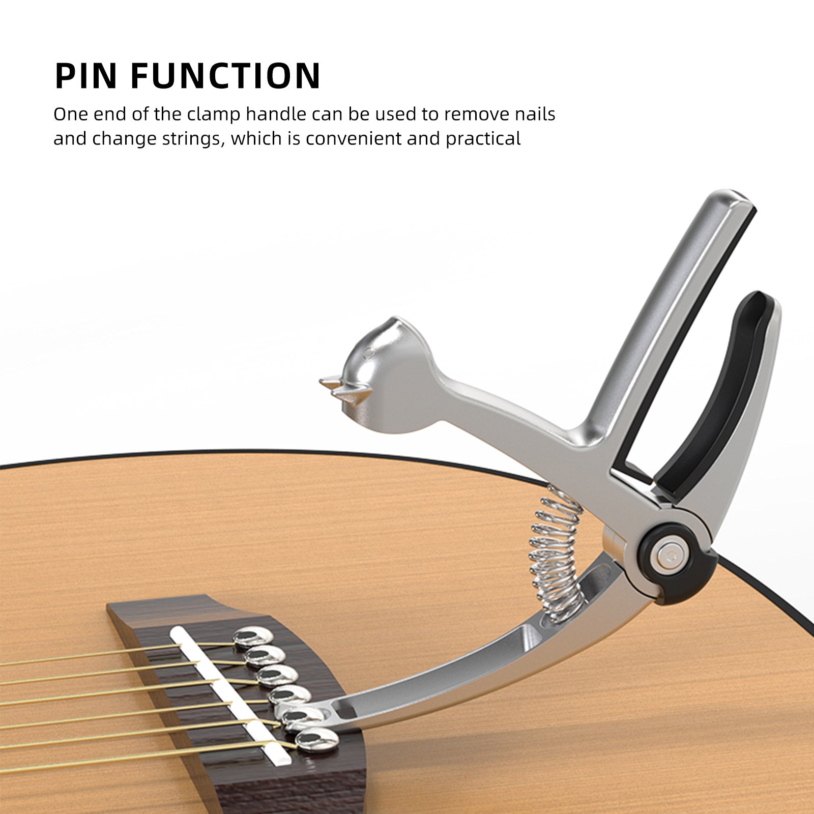 BD-02 5-in-1 Guitar Capo String Cutter Pin Puller Pick Holder Guitar Picks