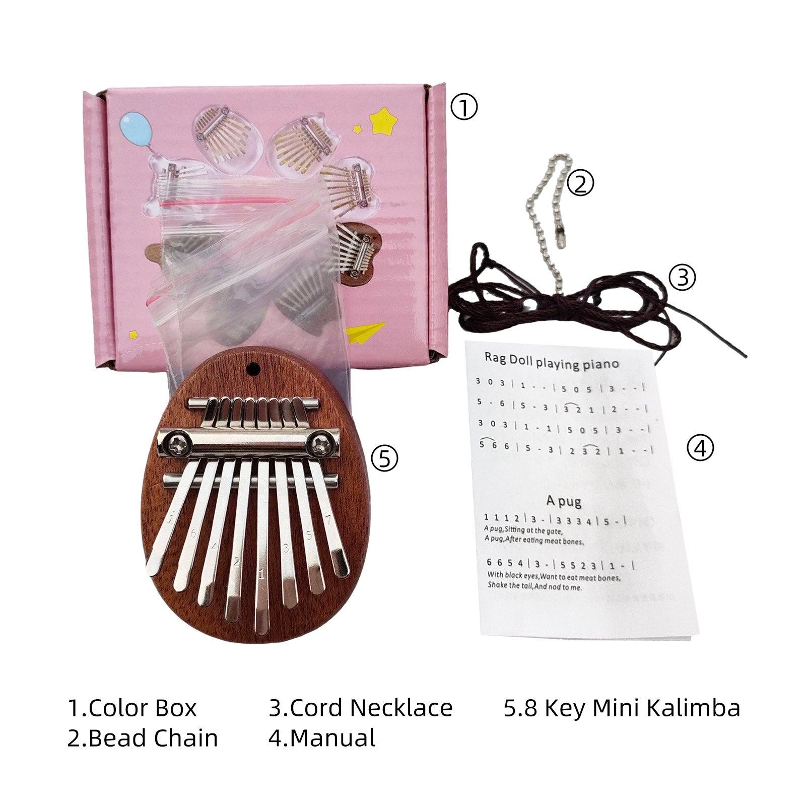 Pogolab 8-Note Wood Mini Kalimba Thumb Piano