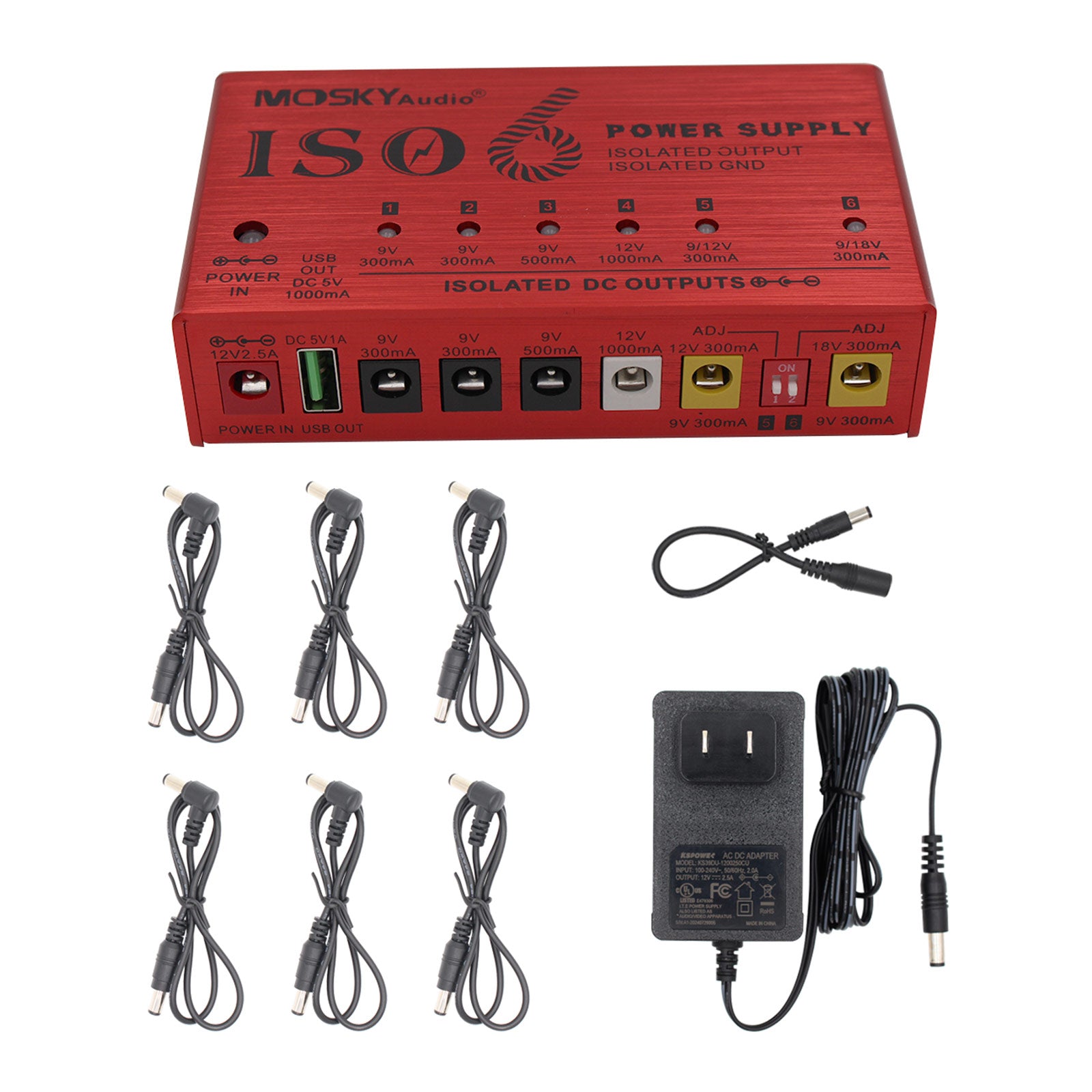 MOSKY AUDIO ISO 6 Power Supply 6-way Independent Isolated Guitar Pedal