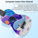 LEKATO 21 Inch Animal Cartoon Painting Ukulele Composite Carbon Fiber Travel Set