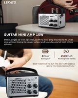 LEKATO S4 Electric Guitar Amp 10W Clean Distortion Gain Control Amp