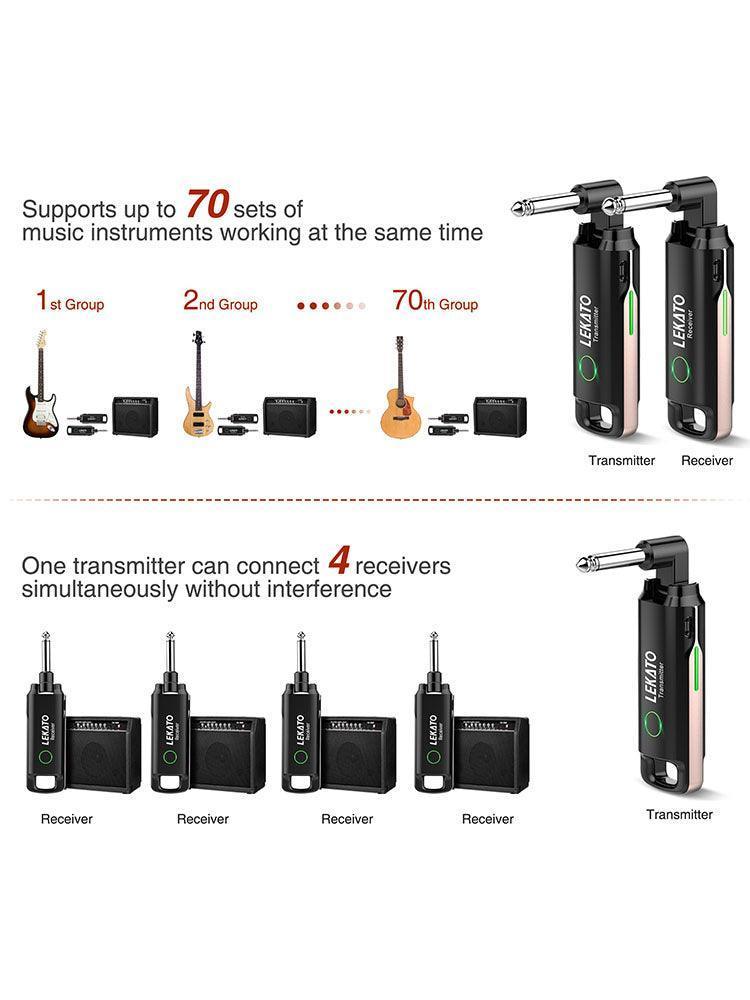 LEKATO WS-70 UHF Wireless System 70 Channel - LEKATO - Buy Musical Instruments, Pedals, Wireless, Drum, Pro Audio & More