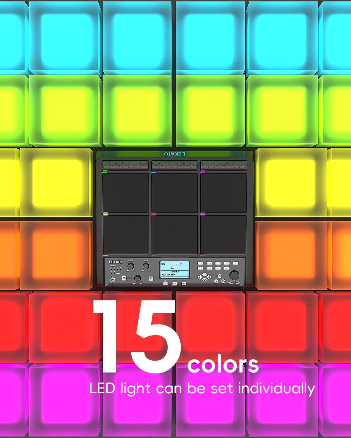 LEKATO PD708 Electric Drum Pad with 9 Velocity-Sensitive Percussion Sample Pad, 1,000+ Sounds, 32GB Internal Memory, Bluetooth, Drum Set Pad Multipad with MIDI, 24 FX, 4 Trigger Inputs - LEKATO - Buy Musical Instruments, Pedals, Wireless, Drum, Pro Audio & More