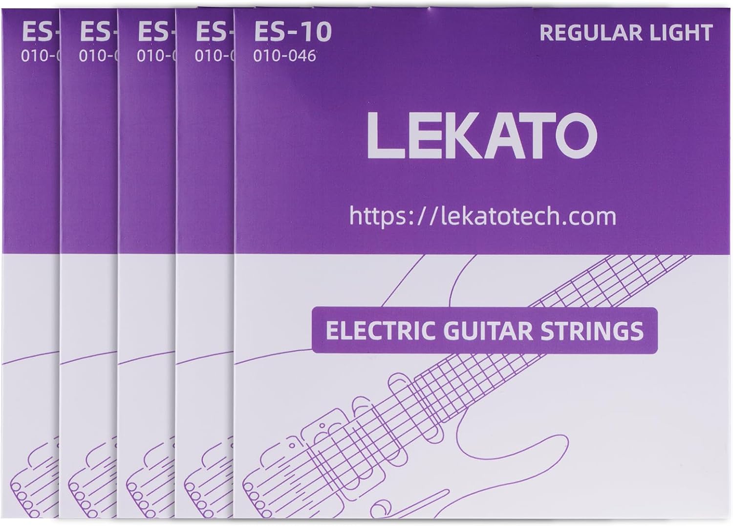 LEKATO ES-10 Electric Guitar Strings Nickel Plated Steel Coated 5/10 Set of 6 Hex Steel String(10-46)