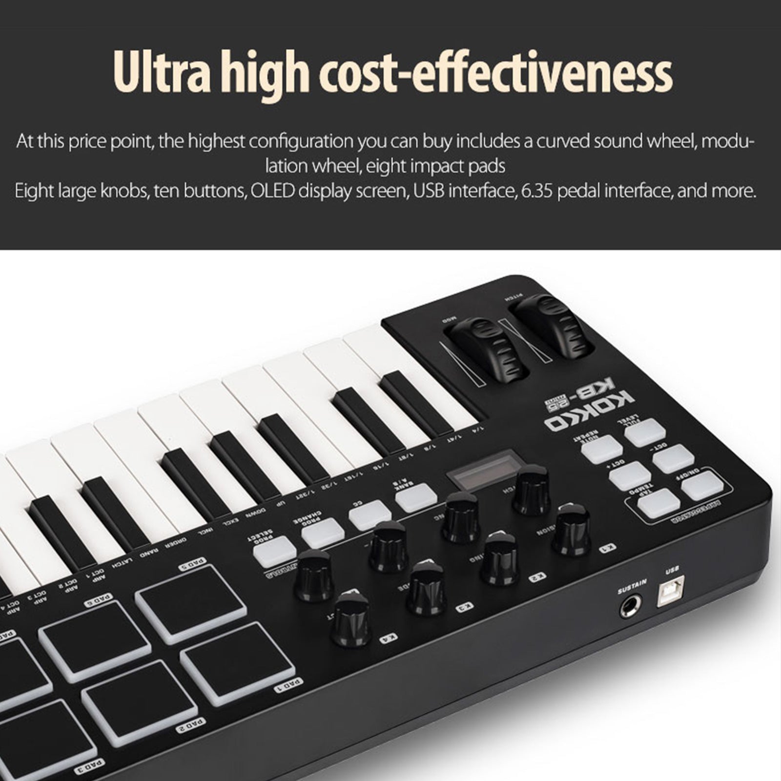 KOKKO KB-25 MIDI-Keyboard-Controller MINI-Mixer