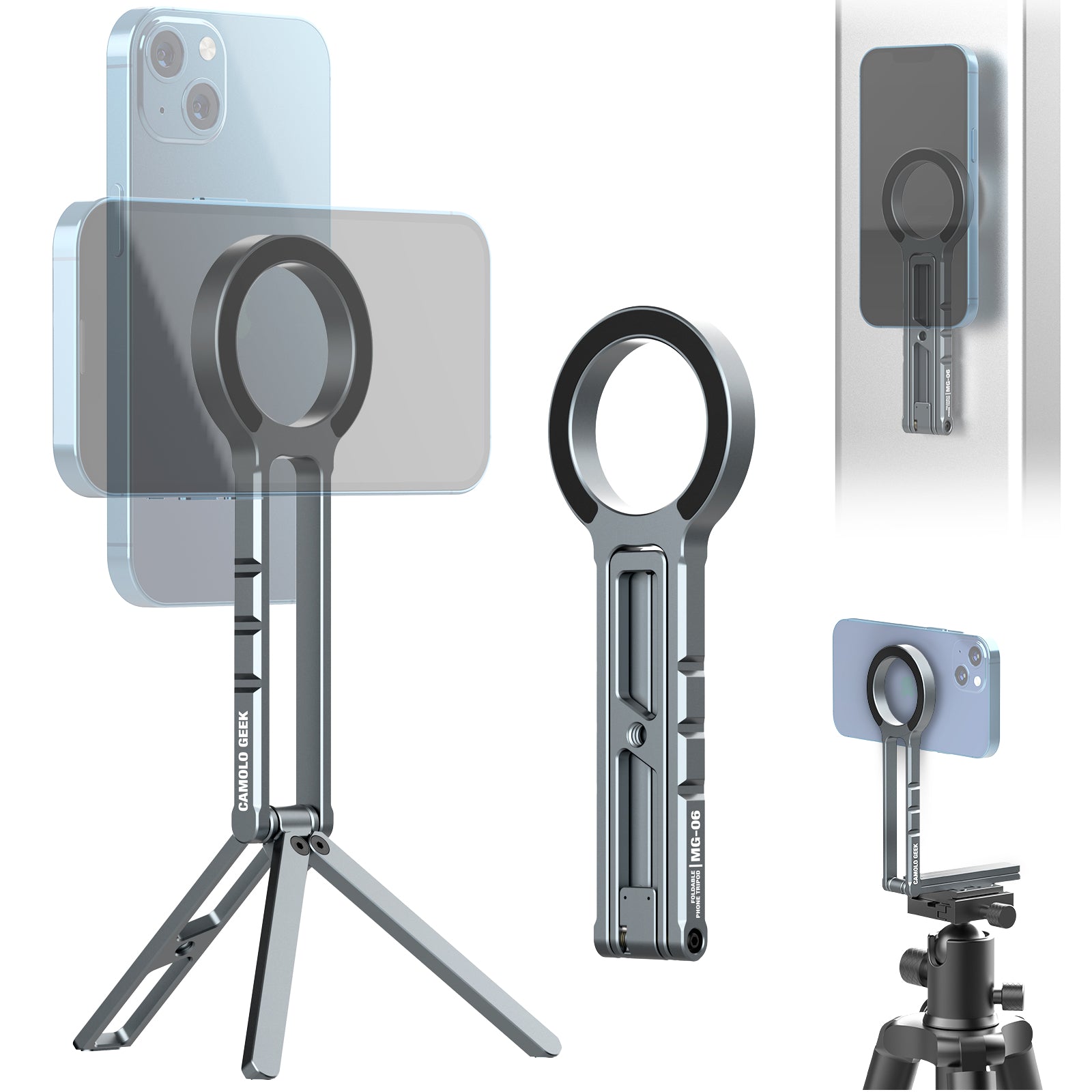 CAMOLO MG-06 Double Foldable Magnetic Pocket Tripod Magsafe Holder