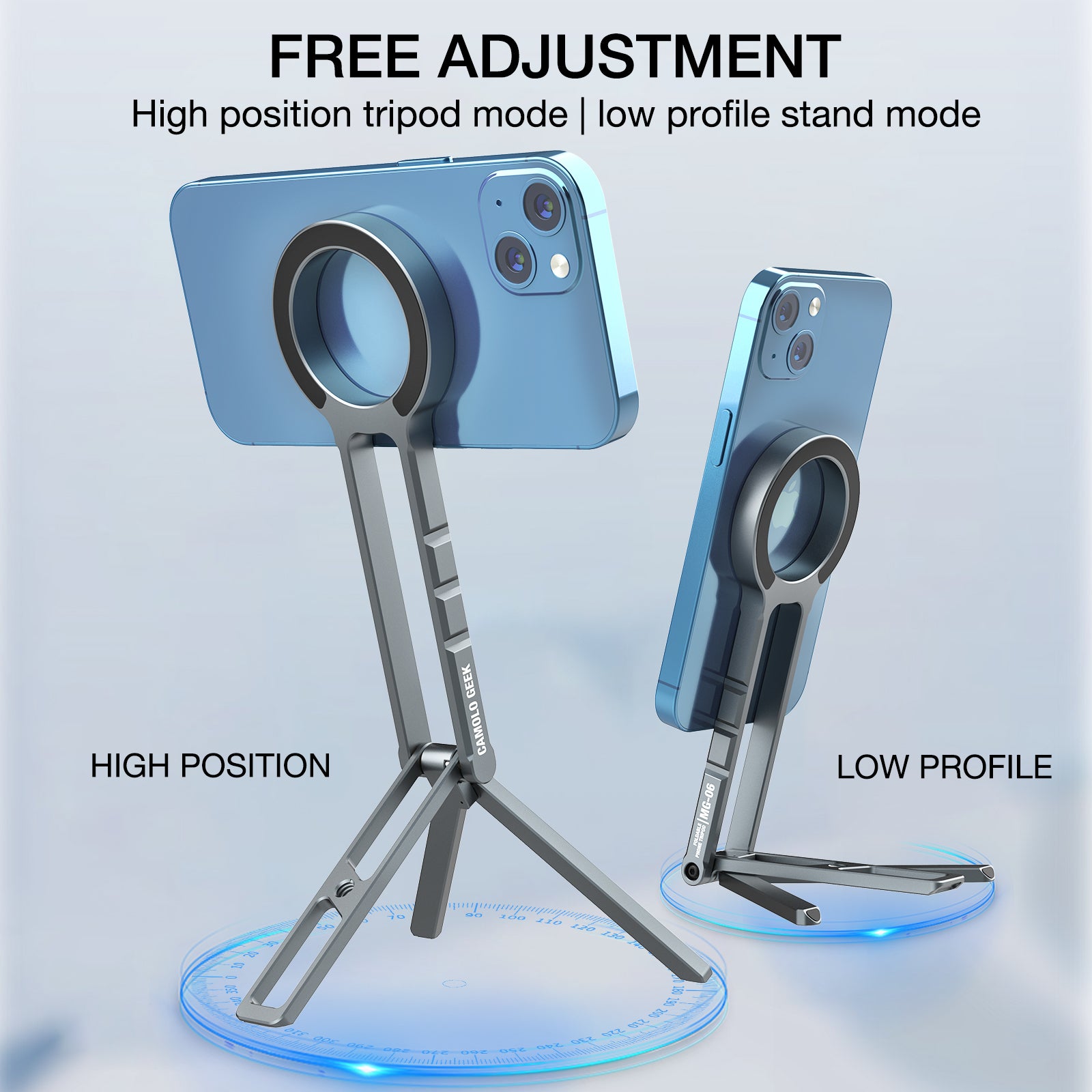 CAMOLO MG-06 Double Foldable Magnetic Pocket Tripod Magsafe Holder