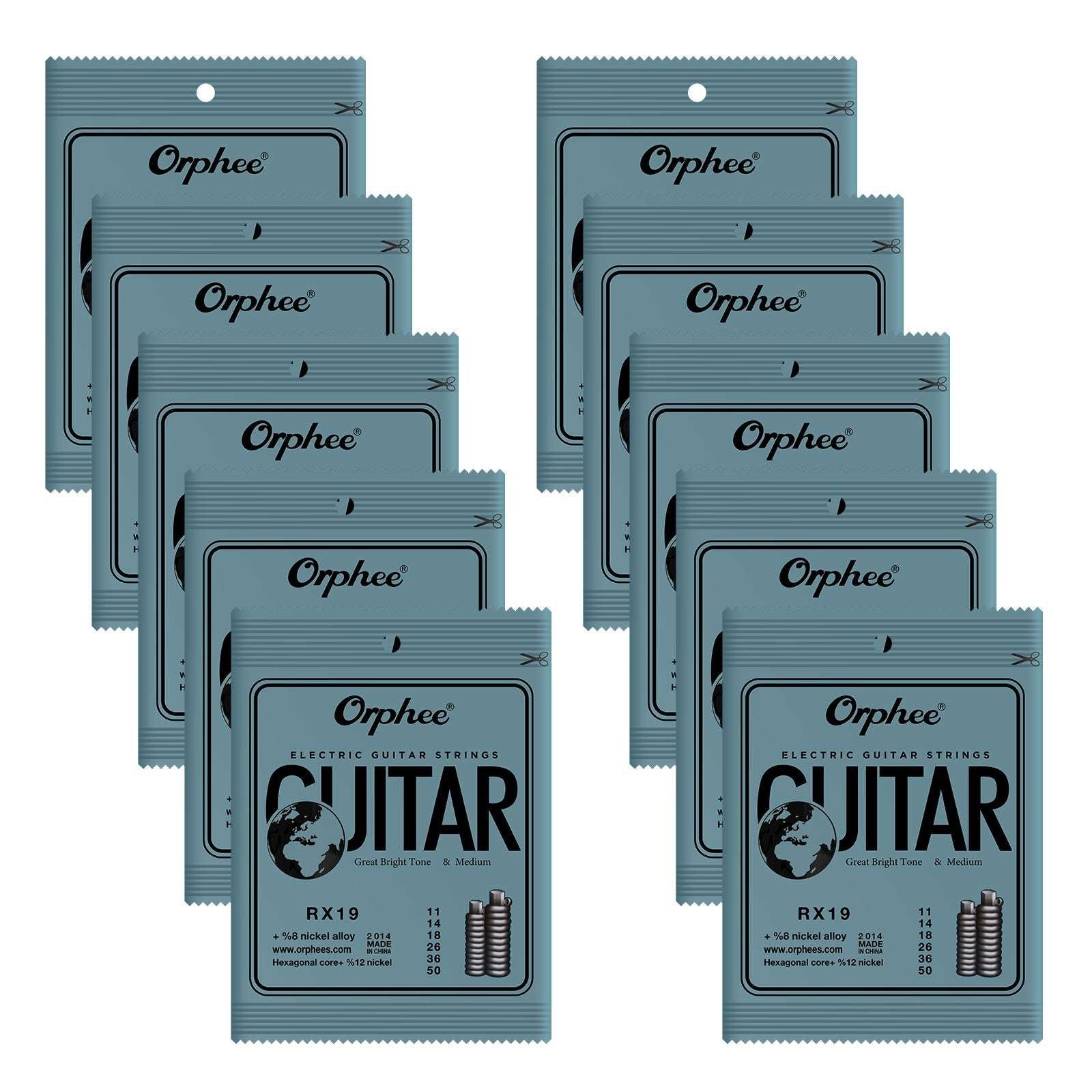 Orphee RX19 Guitar Strings 6 String Set Thin 11-50 10 Pack