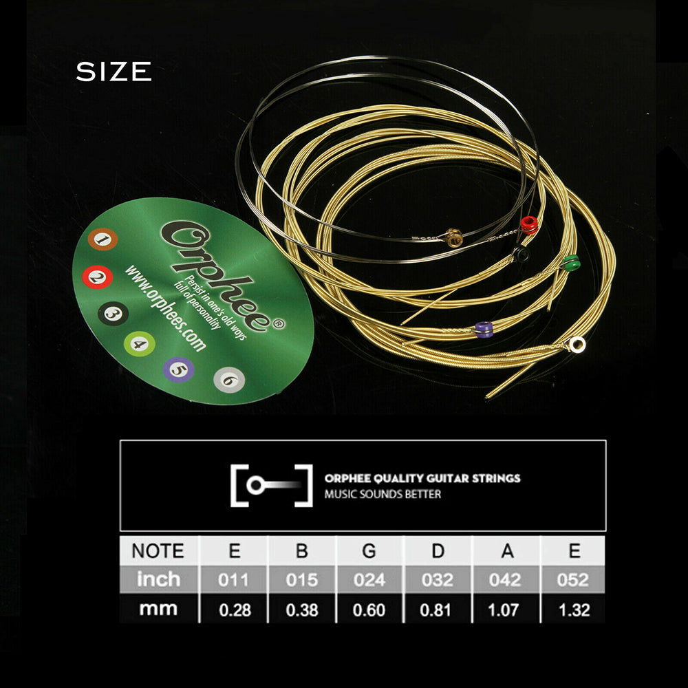 10er Pack Orphee TX630 (11-52) Gitarrensaiten Akustikgitarrensaiten 6 Saiten Set Light