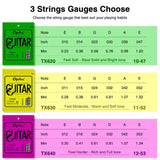 Orphee TX640 Guitar Strings 6 Strings Set Acoustic Guitar Strings Light 12-53 10 Pack