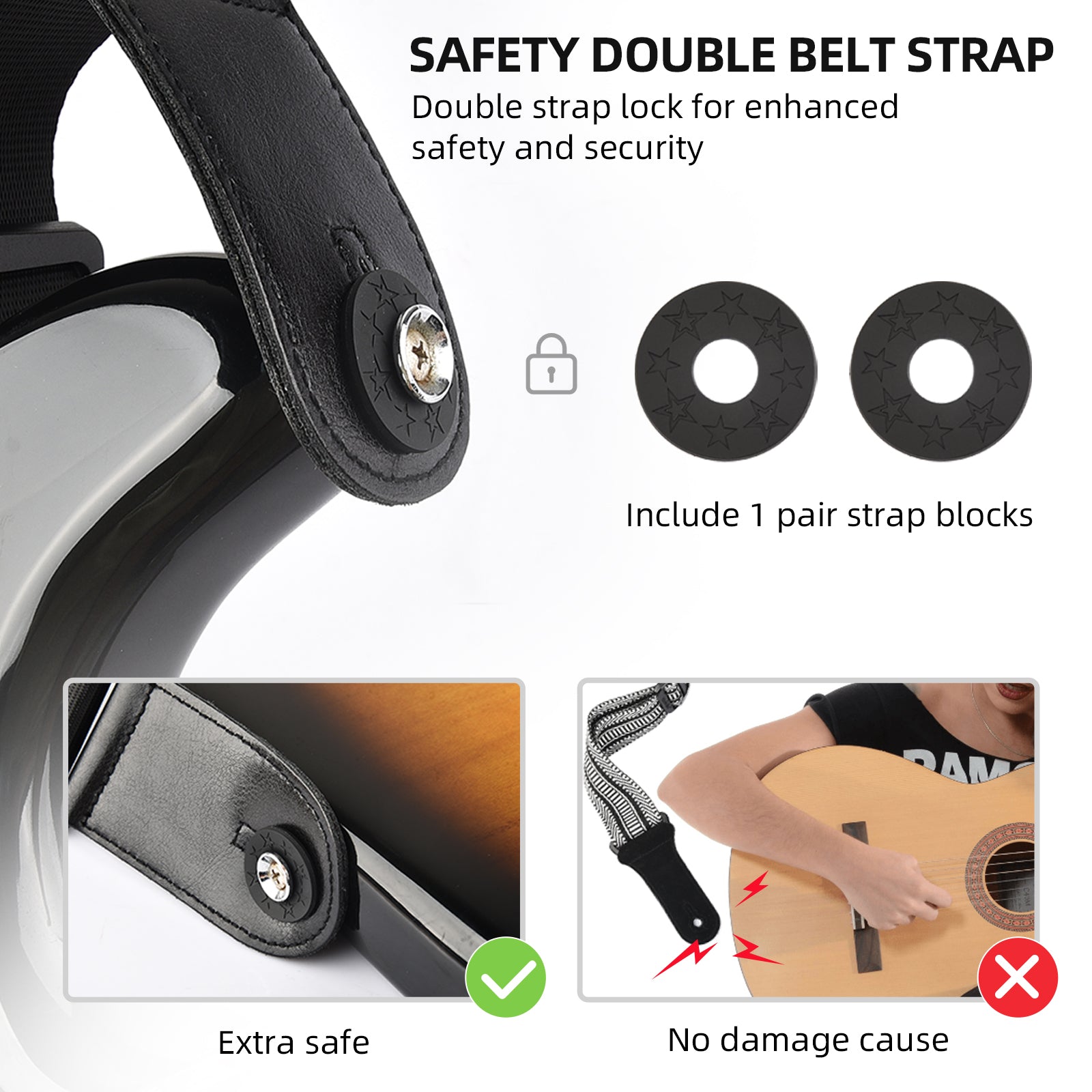 LEKATO LGS-1 3.5 Inch 3D Sponge Guitar Straps