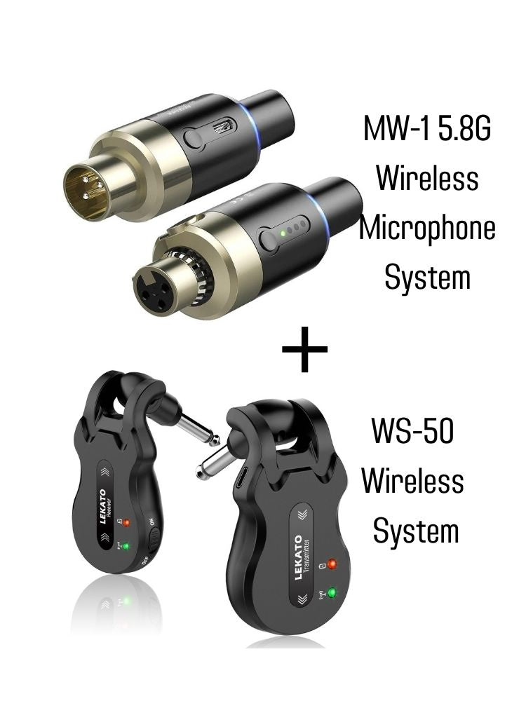 LEKATO MW-1 5.8G Wireless Dynamic Microphone System Top 100 DJs' Essential Microphone Plug-on XLR