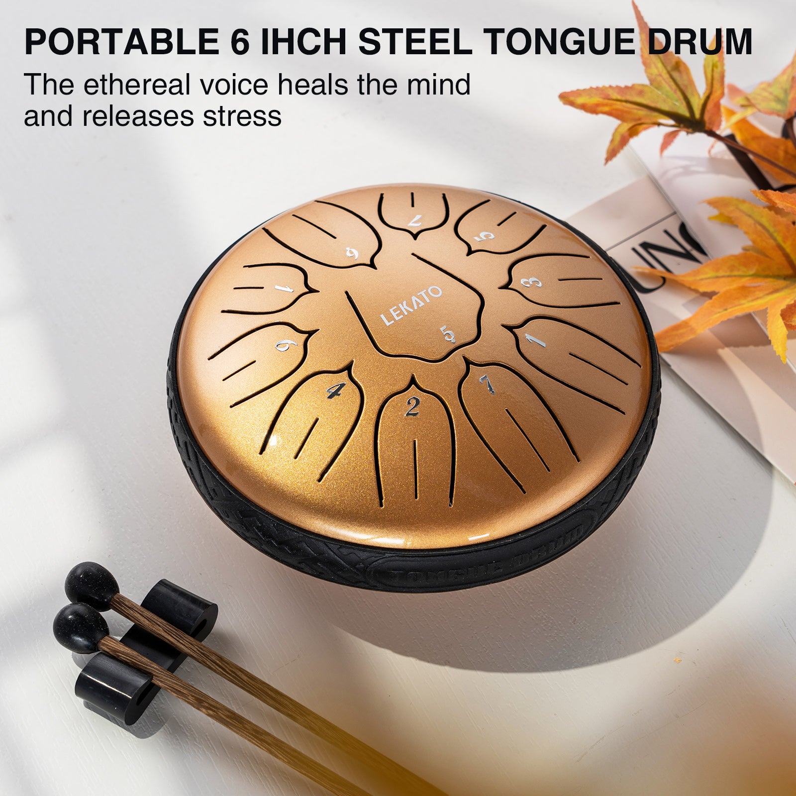LEKATO 6" Tongue Drum 11 Notes D Tune Percussion Zen Meditation Yoga Gift - LEKATO - Buy Musical Instruments, Pedals, Wireless, Drum, Pro Audio & More