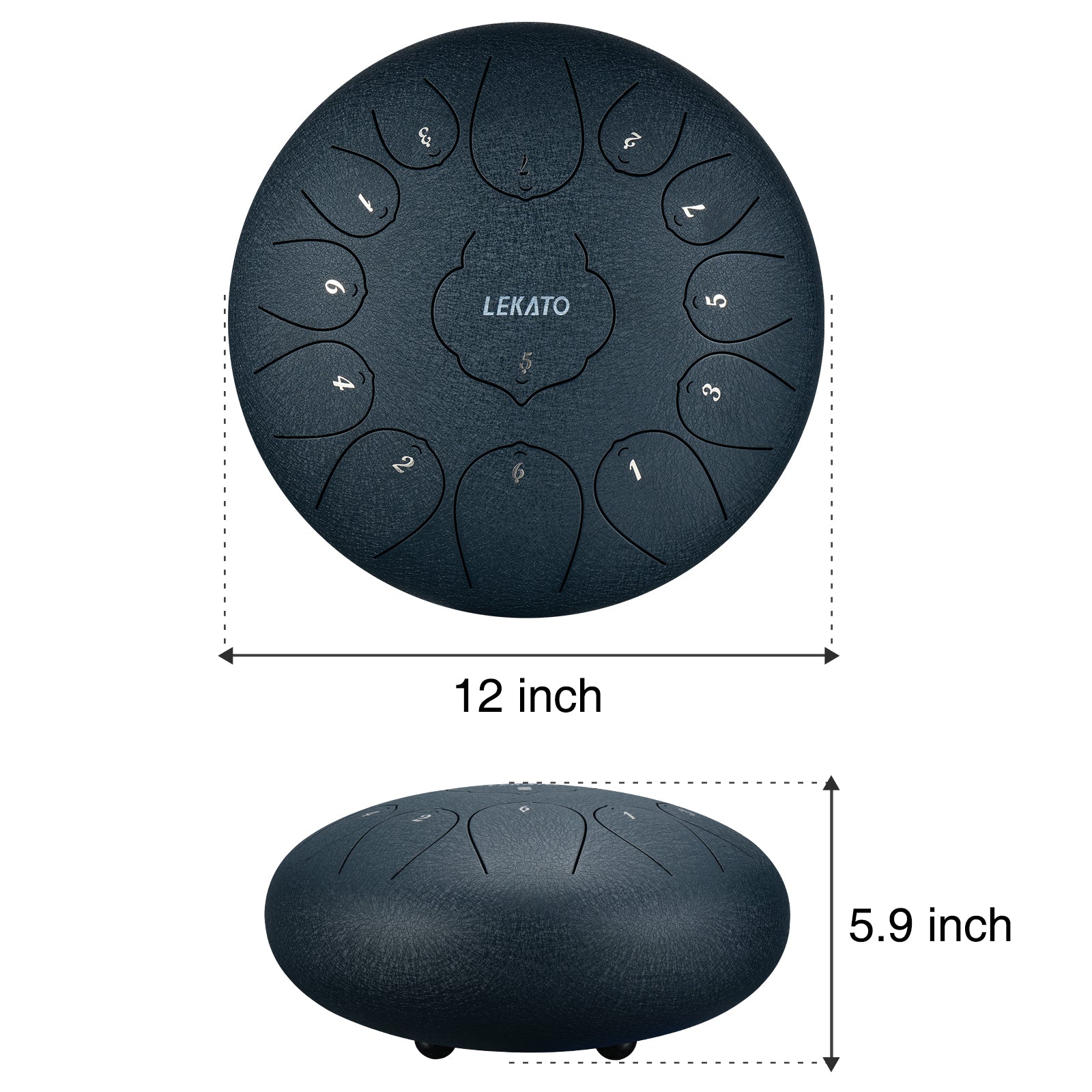 LEKATO 12" Steel Tongue Drum, 13 Töne, C-Tonart, Meditationstrommel für Anfänger