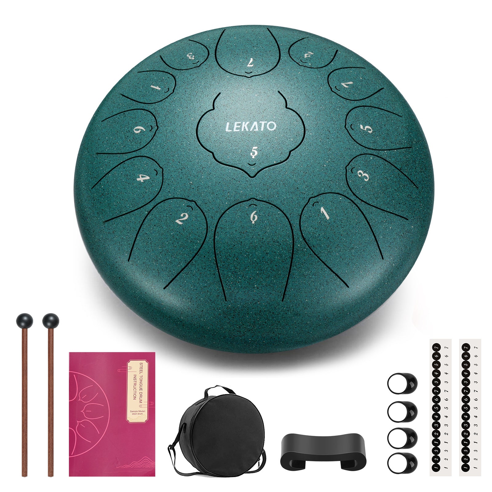 LEKATO 12" Steel Tongue Drum, 13 Töne, C-Tonart, Meditationstrommel für Anfänger