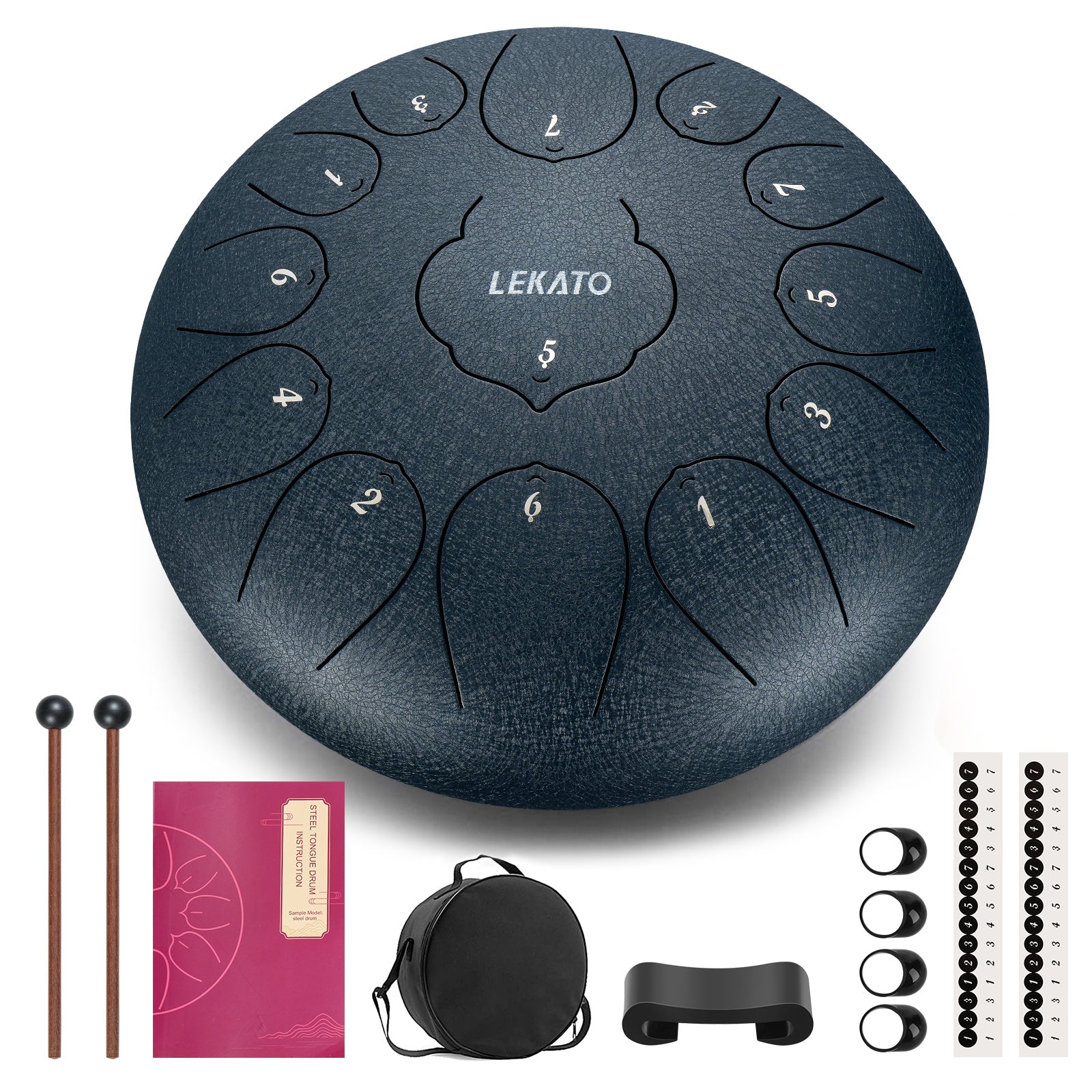 LEKATO 12" Steel Tongue Drum, 13 Töne, C-Tonart, Meditationstrommel für Anfänger