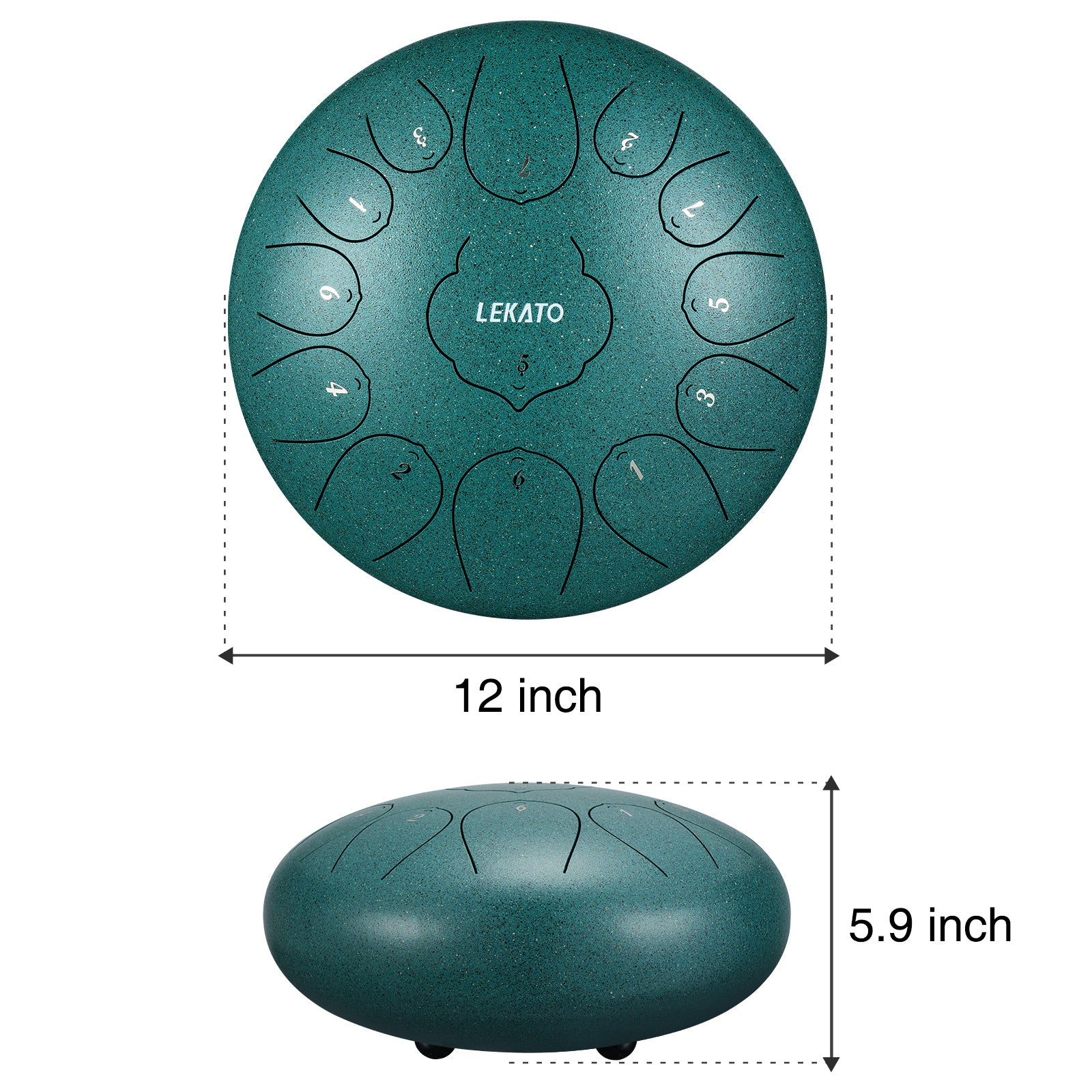 LEKATO 12" Steel Tongue Drum, 13 Töne, C-Tonart, Meditationstrommel für Anfänger