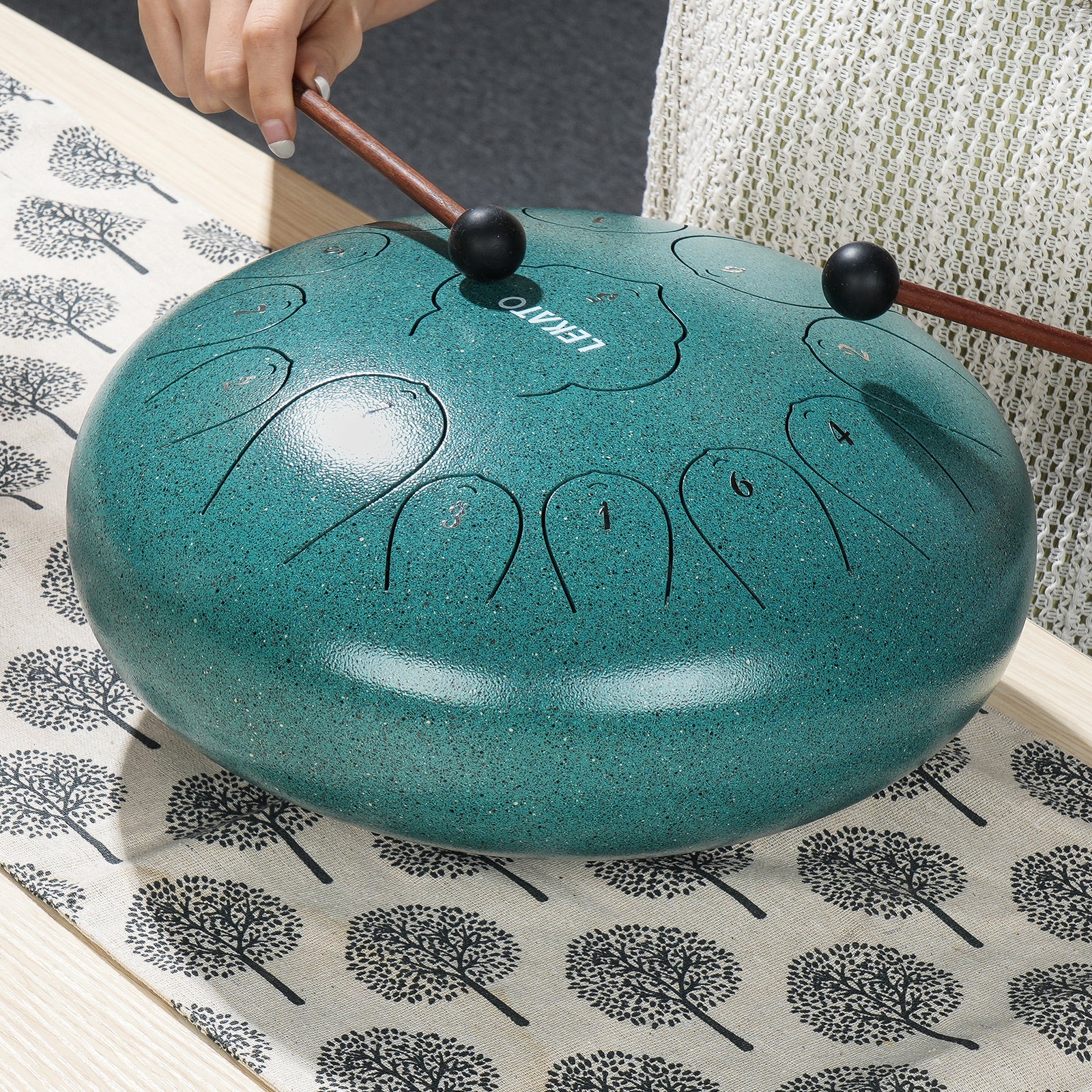 LEKATO 12" Steel Tongue Drum, 13 Töne, C-Tonart, Meditationstrommel für Anfänger