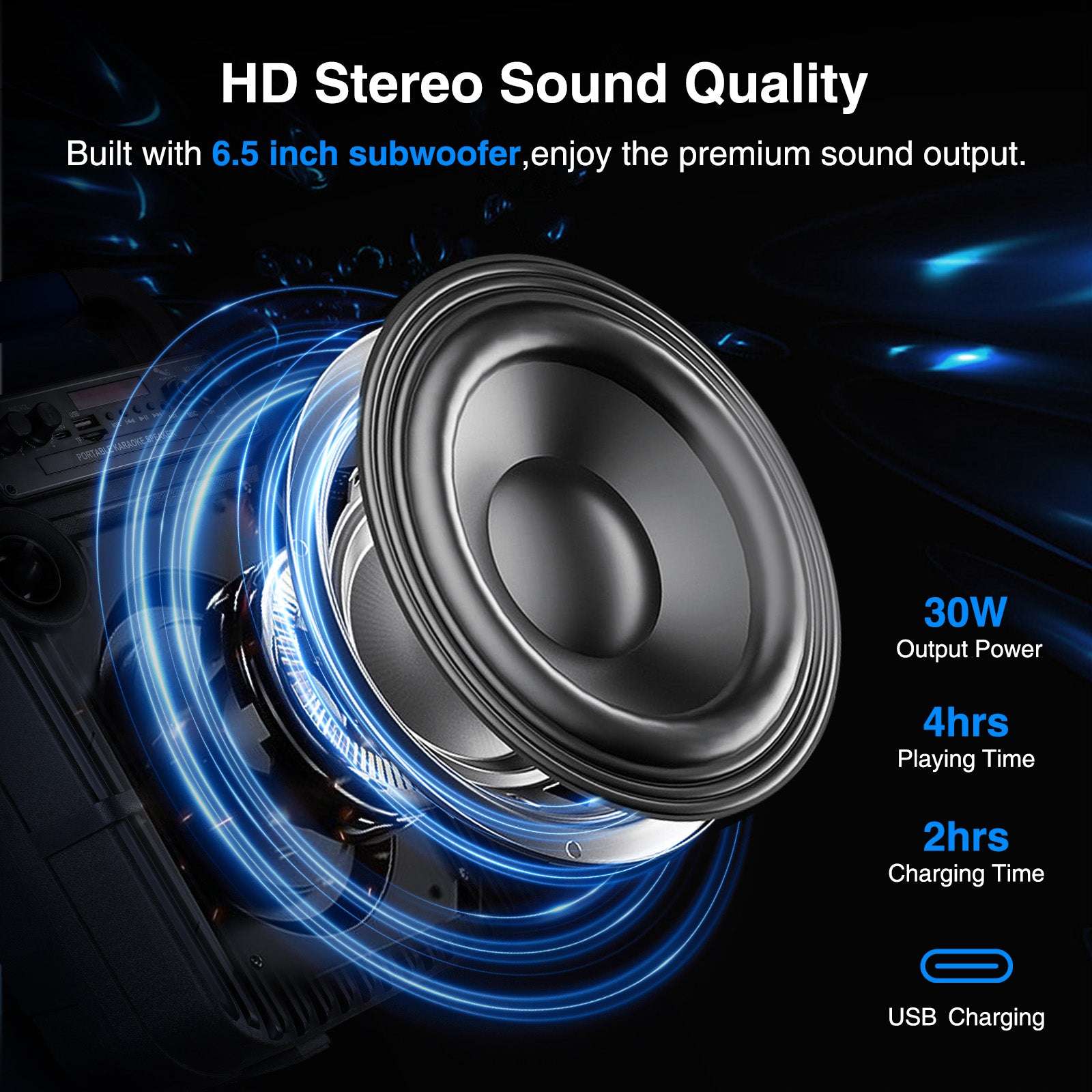 JAMELO Q1 Karaoke Machine Bluetooth Speaker w/ Microphone