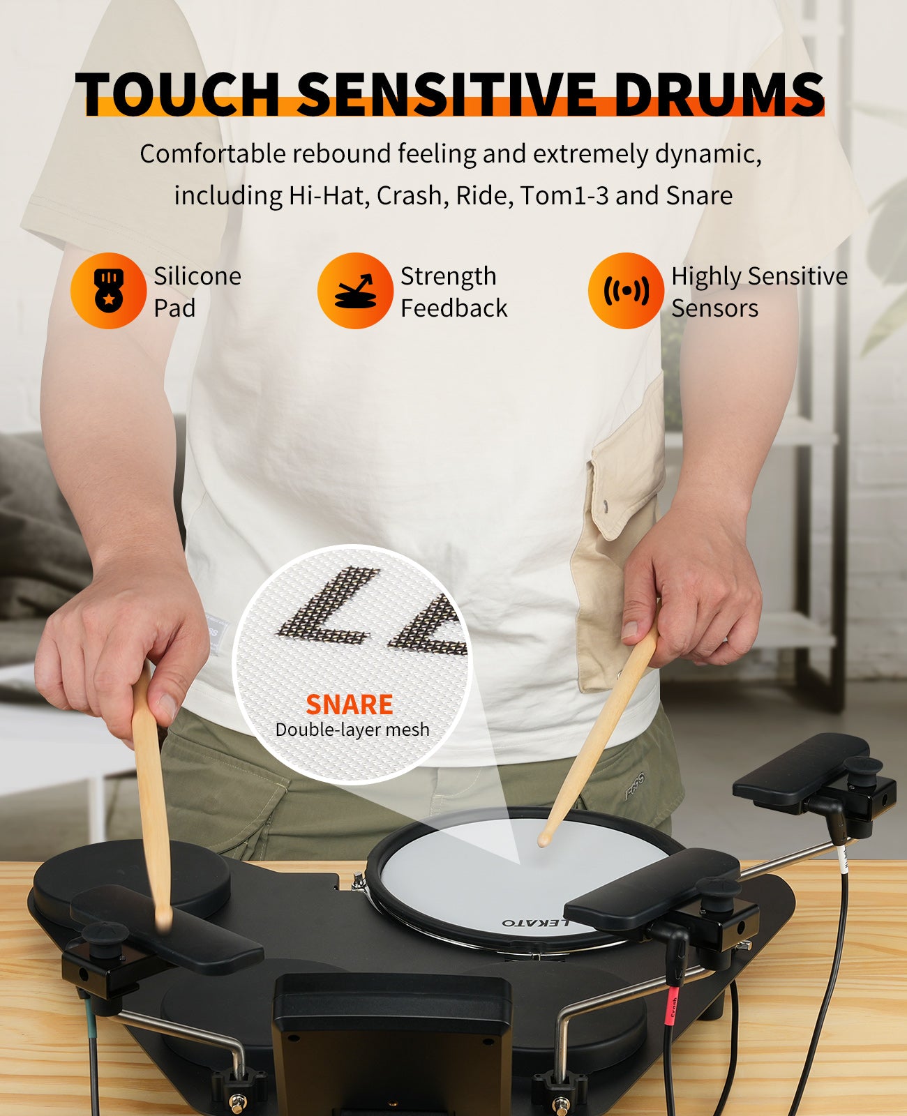 LEKATO Drum Pedal for CPD-1000 Electronic Drum