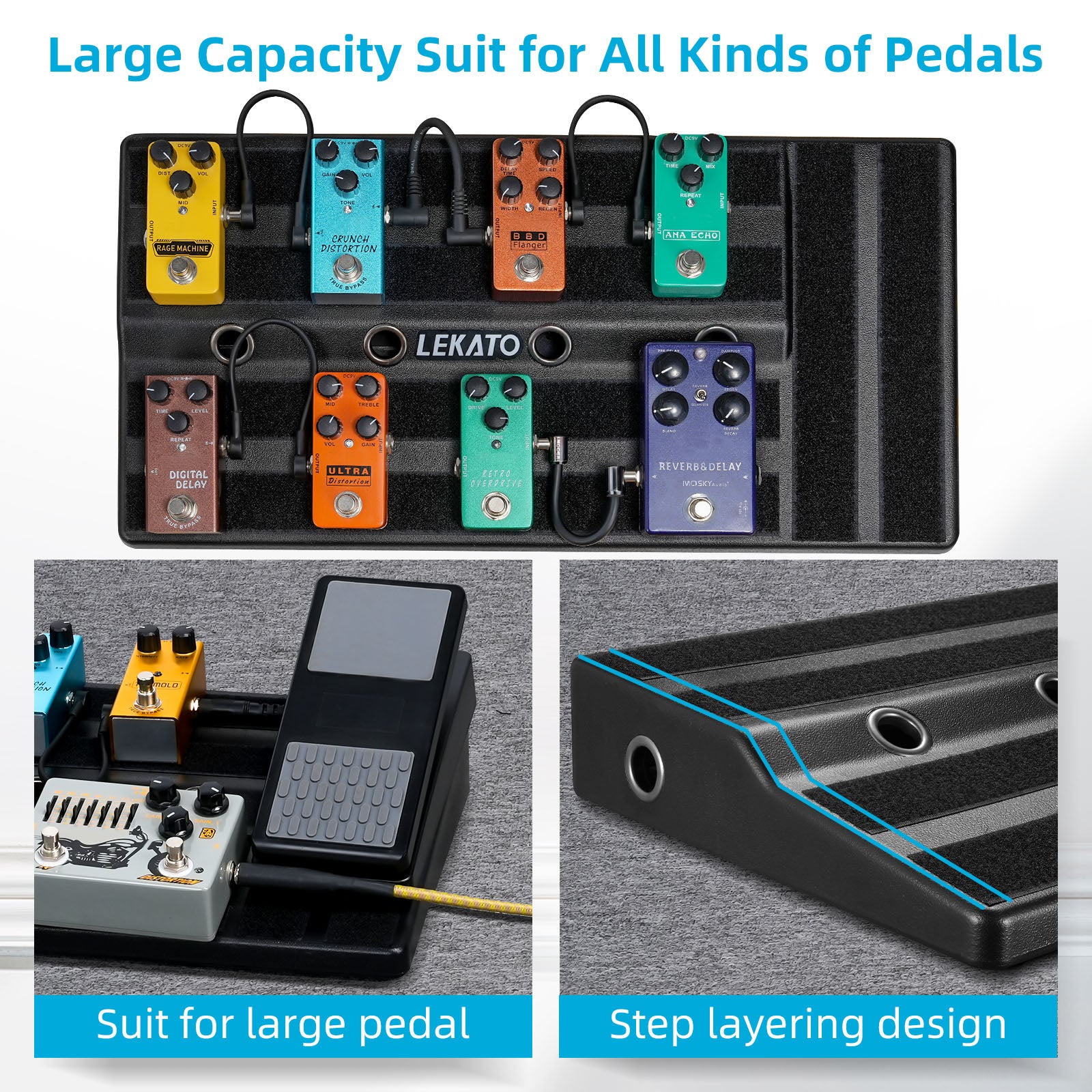 LEKATO RPB-1BK Tragetasche für Gitarrenpedalboards 