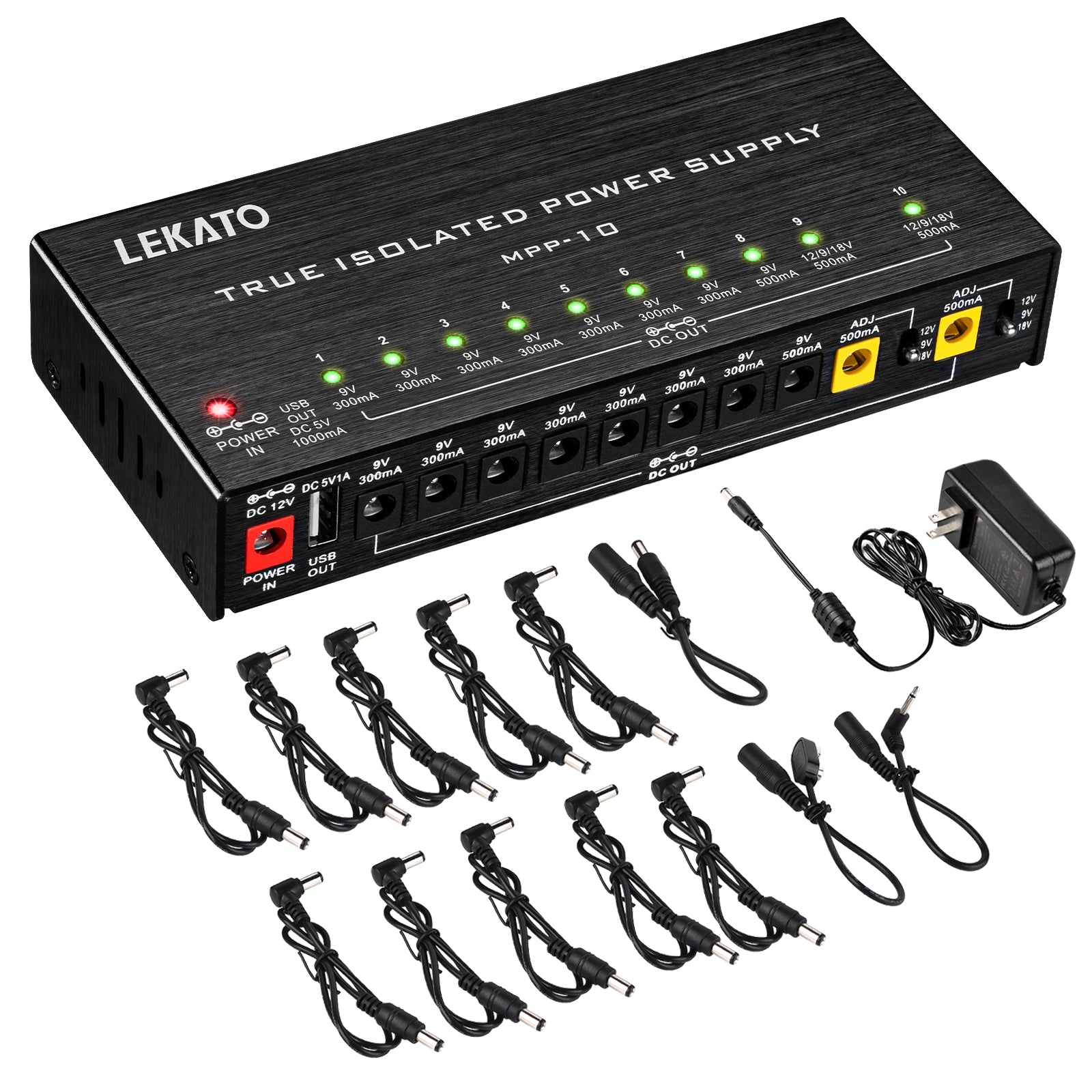 LEKATO MPP-10 Echt isoliertes Netzteil für Gitarrenpedale 