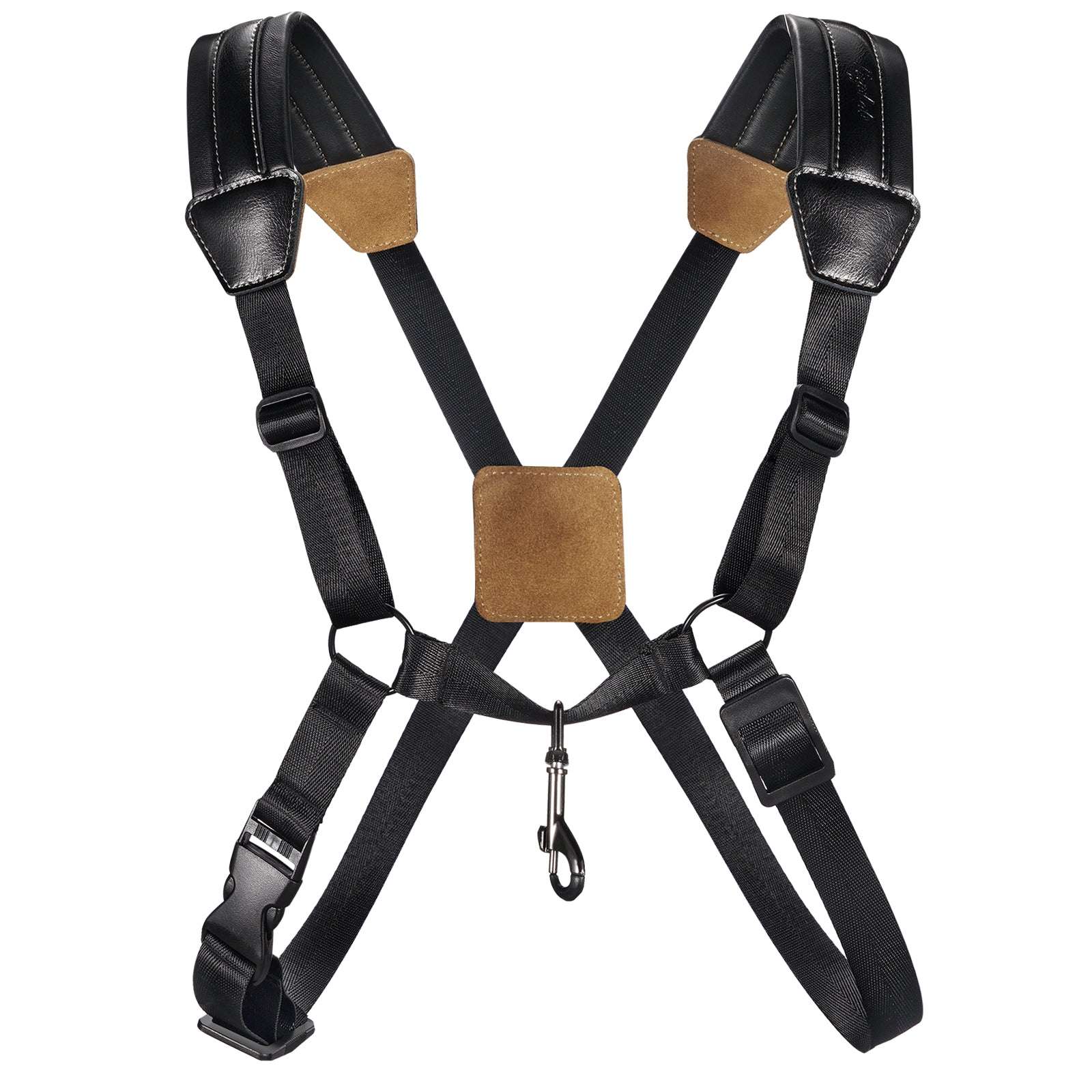 POGOLAB Saxophone Harness Double Shoulder Adjustable Soft Leather Strap