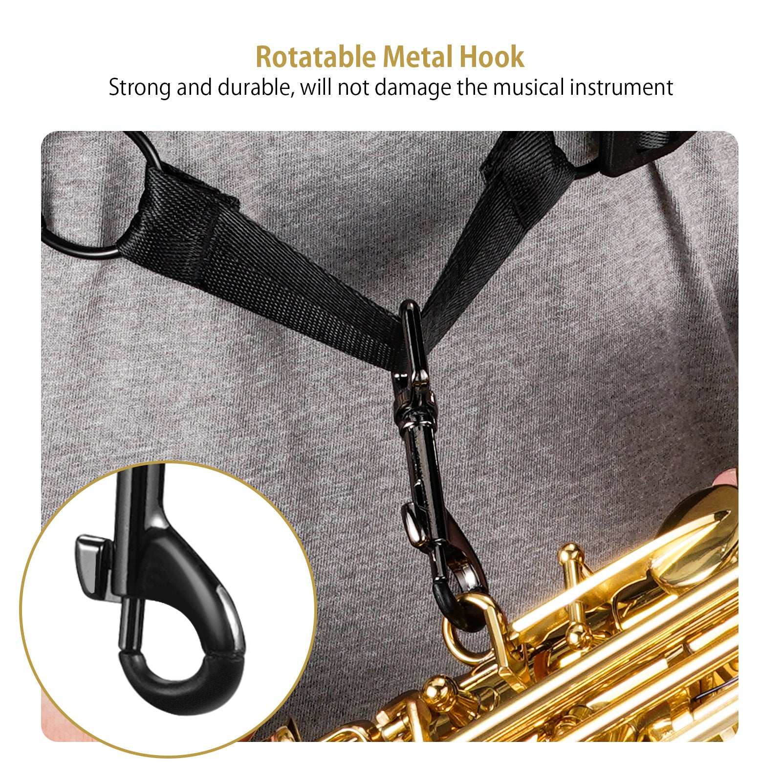 POGOLAB Saxophone Harness Double Shoulder Adjustable Soft Leather Strap