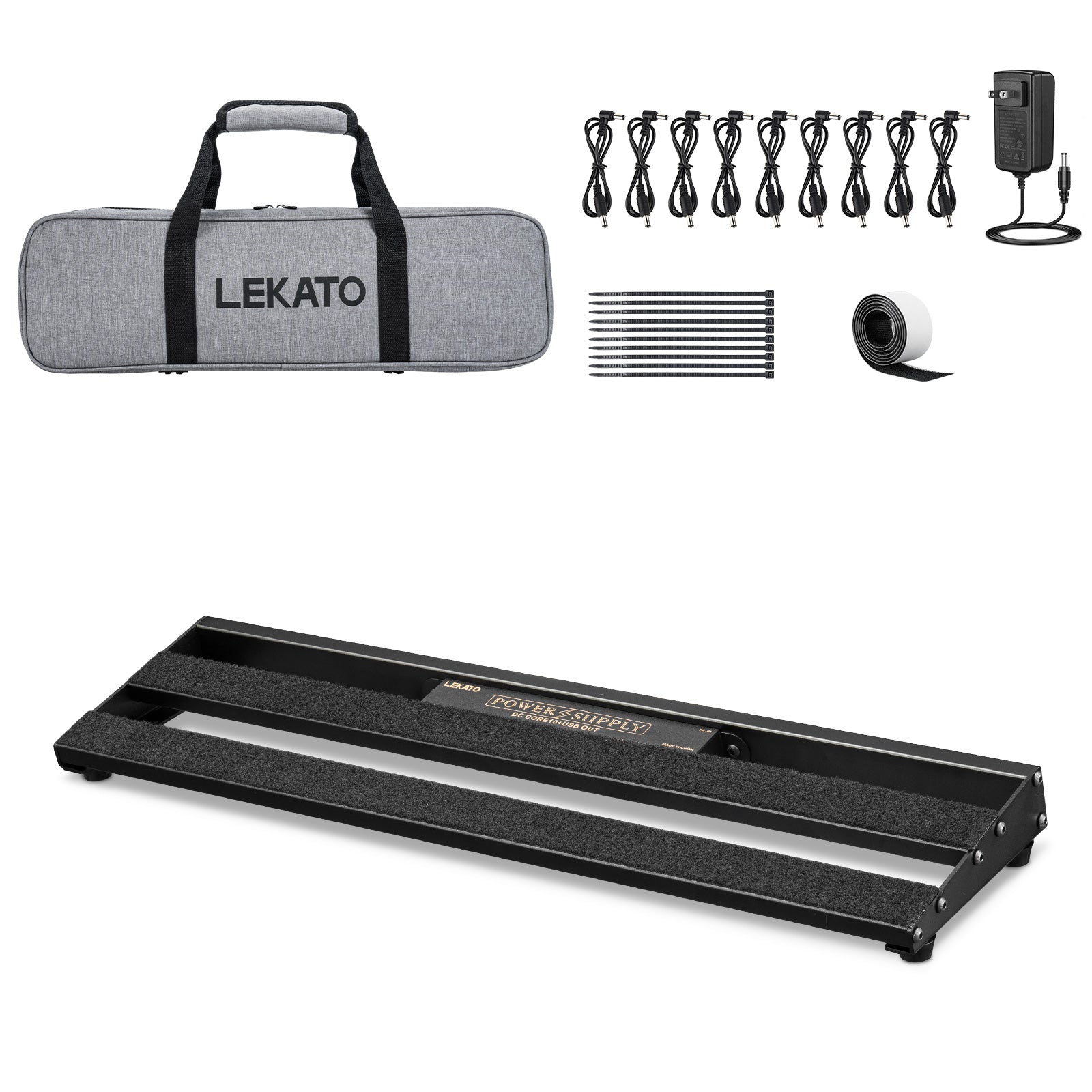 LEKATO PR-01 Gitarren-Pedalboard mit Tasche für Stromversorgungskabel 