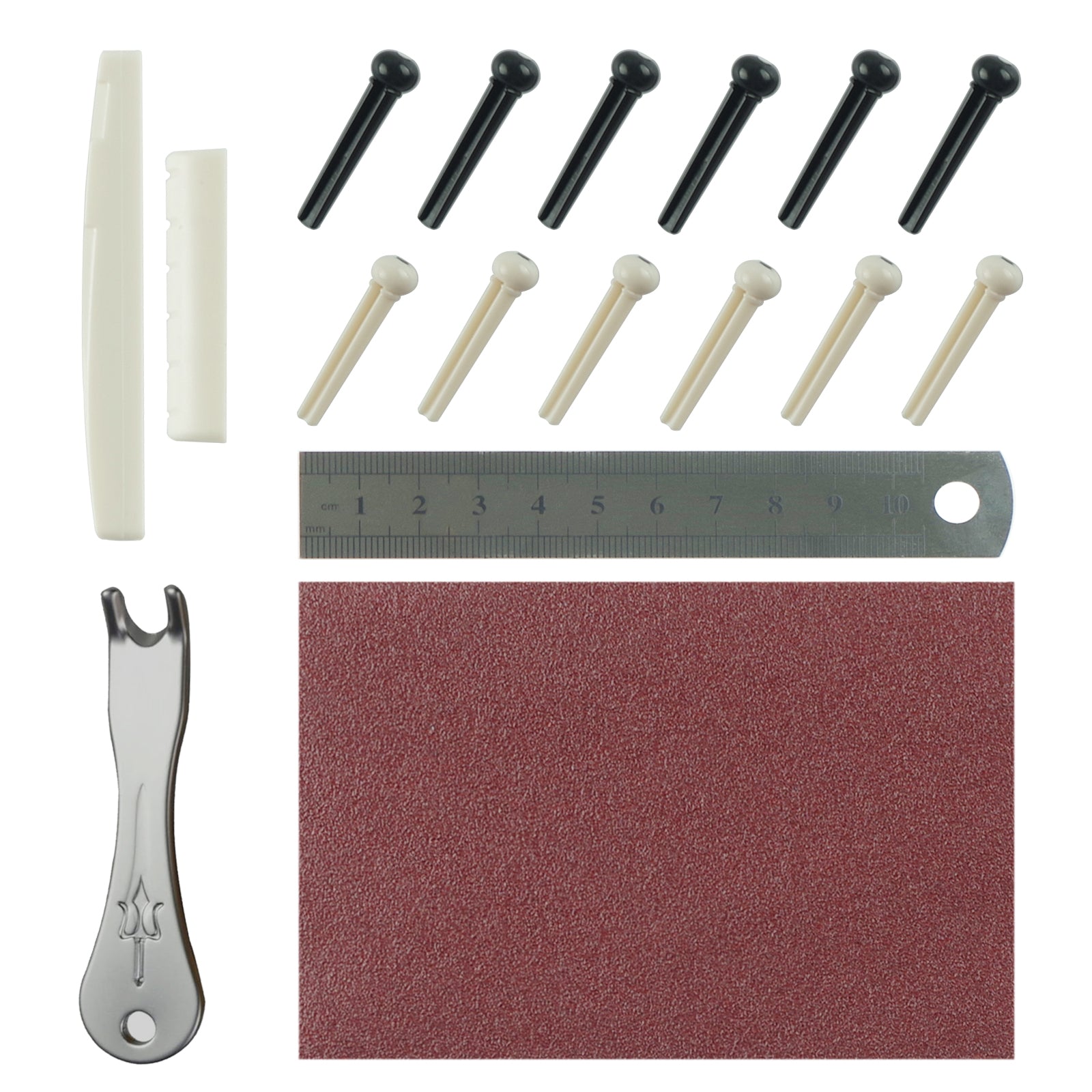 6pcs Guitar String Pins Bone Bridge Saddle Nut Set