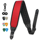 (Only US)POGOLAB Guitar Bass Strap 3.5" Wide Air Cell Cushions Neoprene Padded 47"-55"