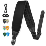 (Only US)POGOLAB Guitar Bass Strap 3.5" Wide Air Cell Cushions Neoprene Padded 47"-55"