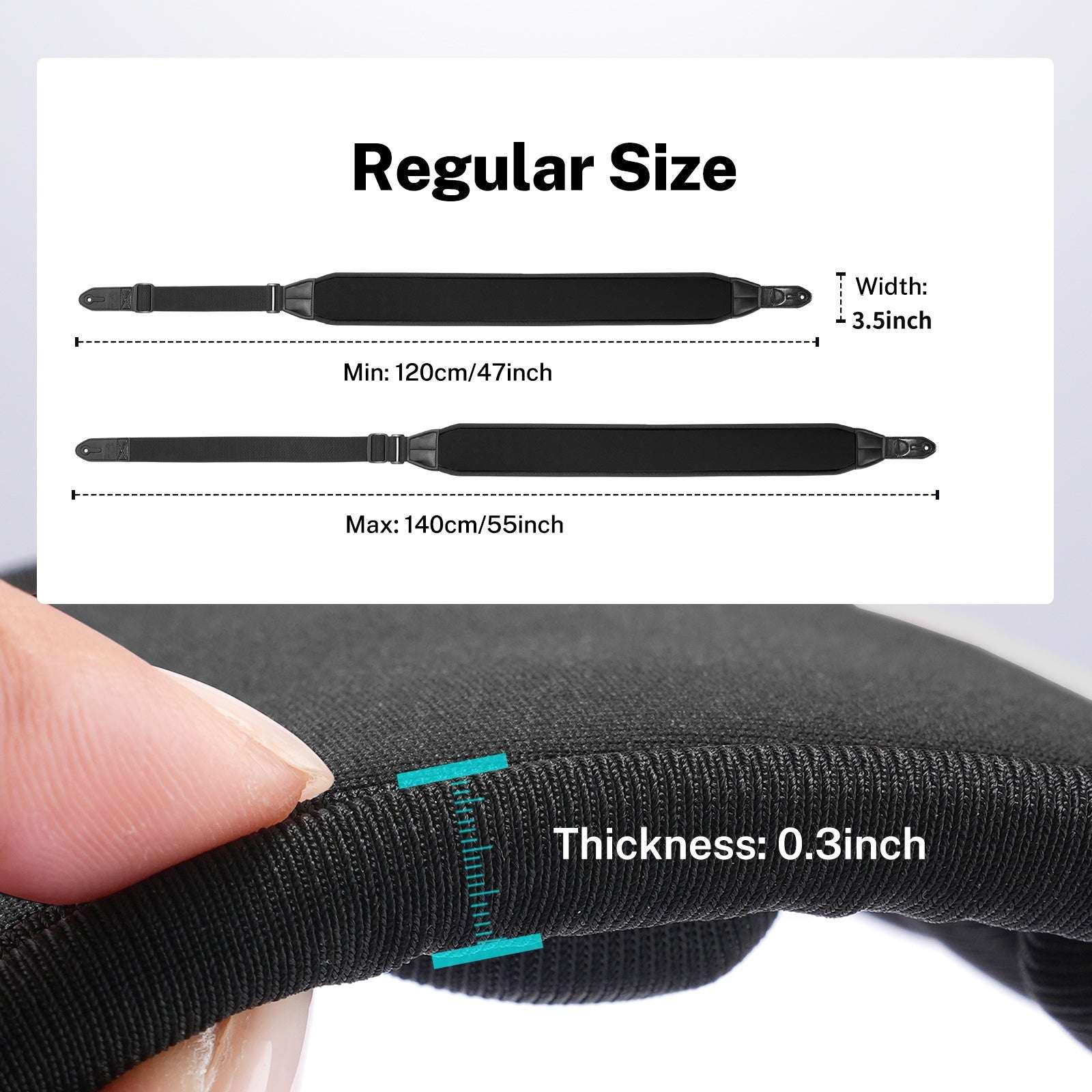(Only US)POGOLAB Guitar Bass Strap 3.5" Wide Air Cell Cushions Neoprene Padded 47"-55"