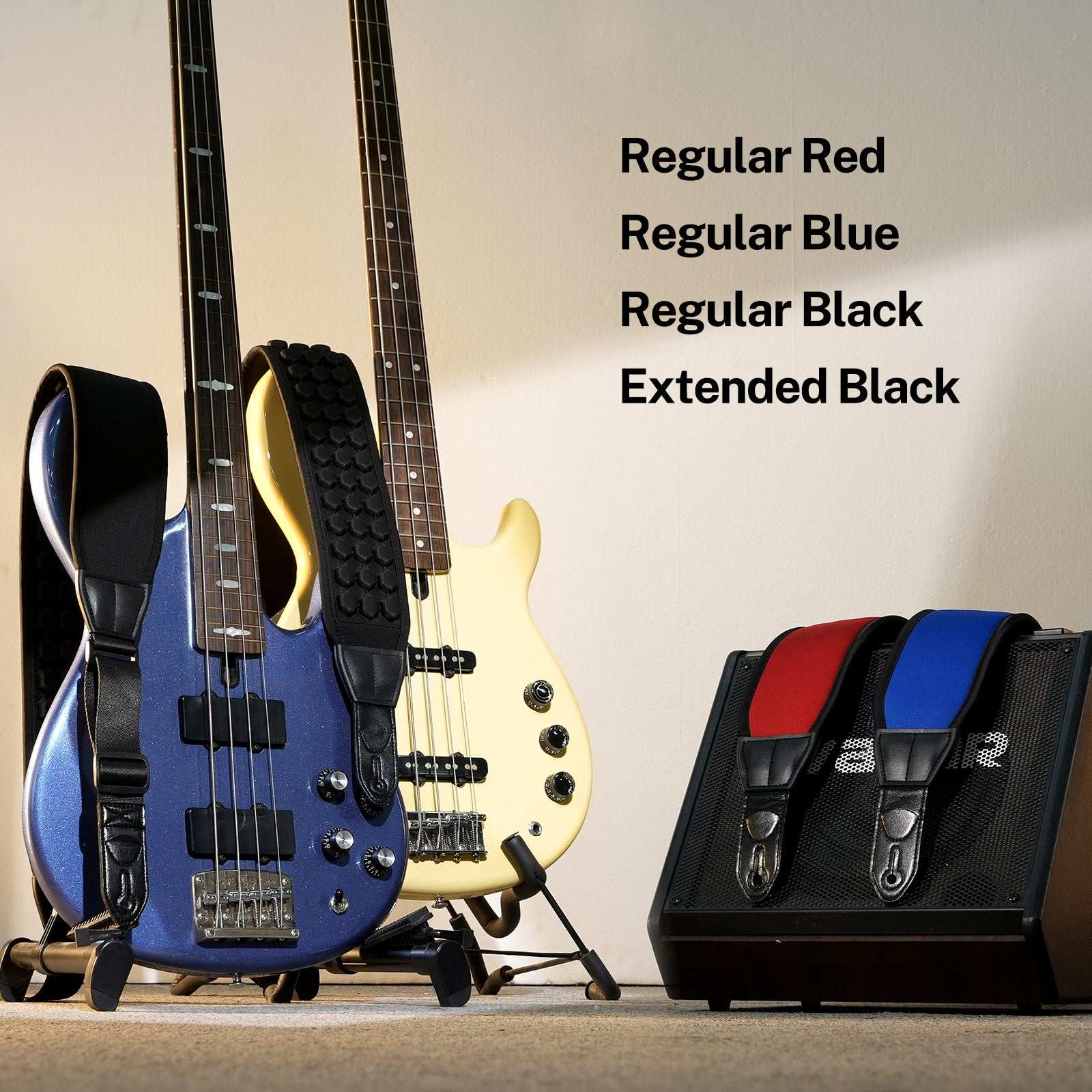 (Only US)POGOLAB Guitar Bass Strap 3.5" Wide Air Cell Cushions Neoprene Padded 47"-55"