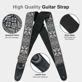 POGOLAB Guitar Bass Strap 2" Wide Jacquard Embroidery Cotton Adjustable 35"-62"