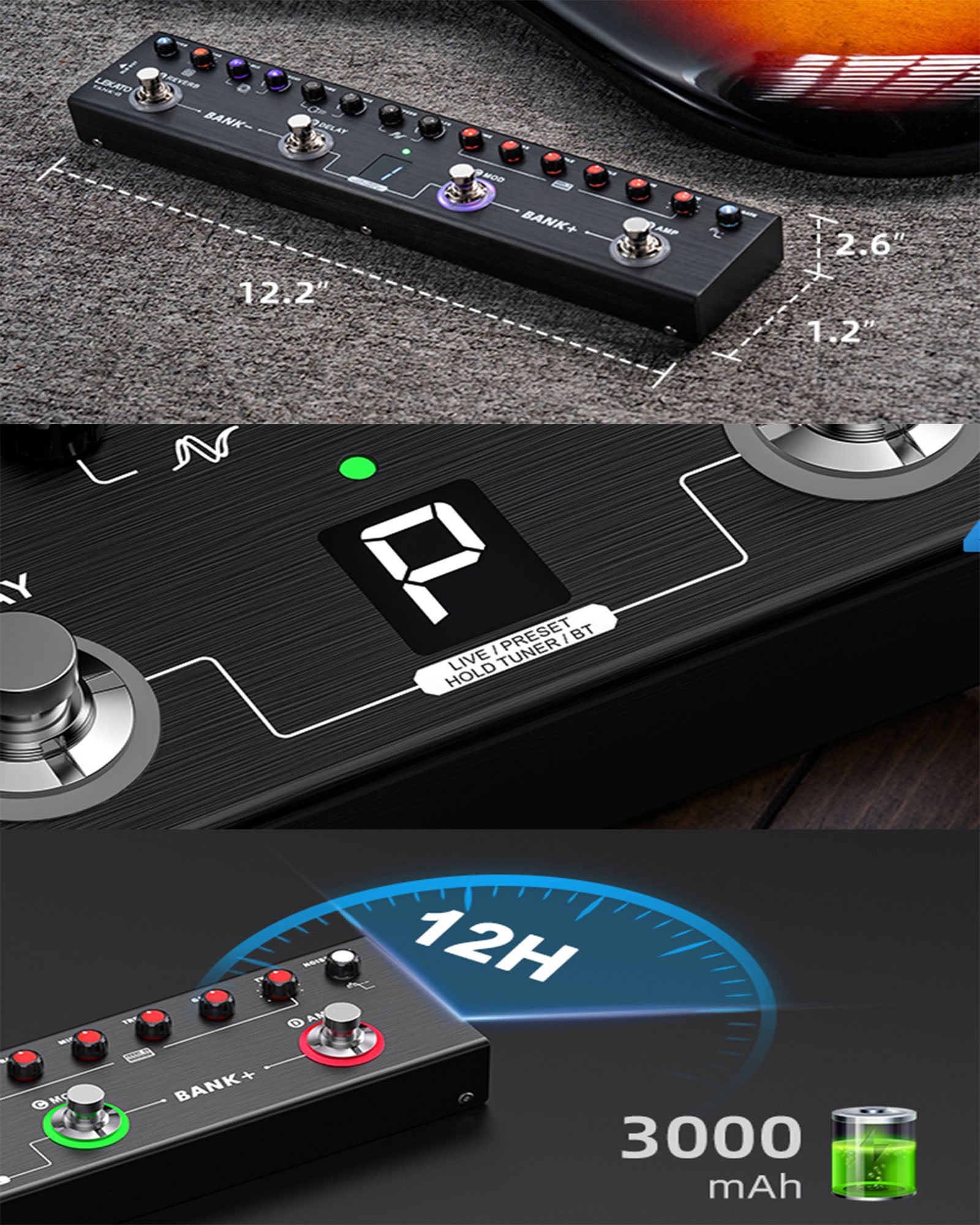 LEKATO Tank-G Gitarreneffektprozessor-Pedal