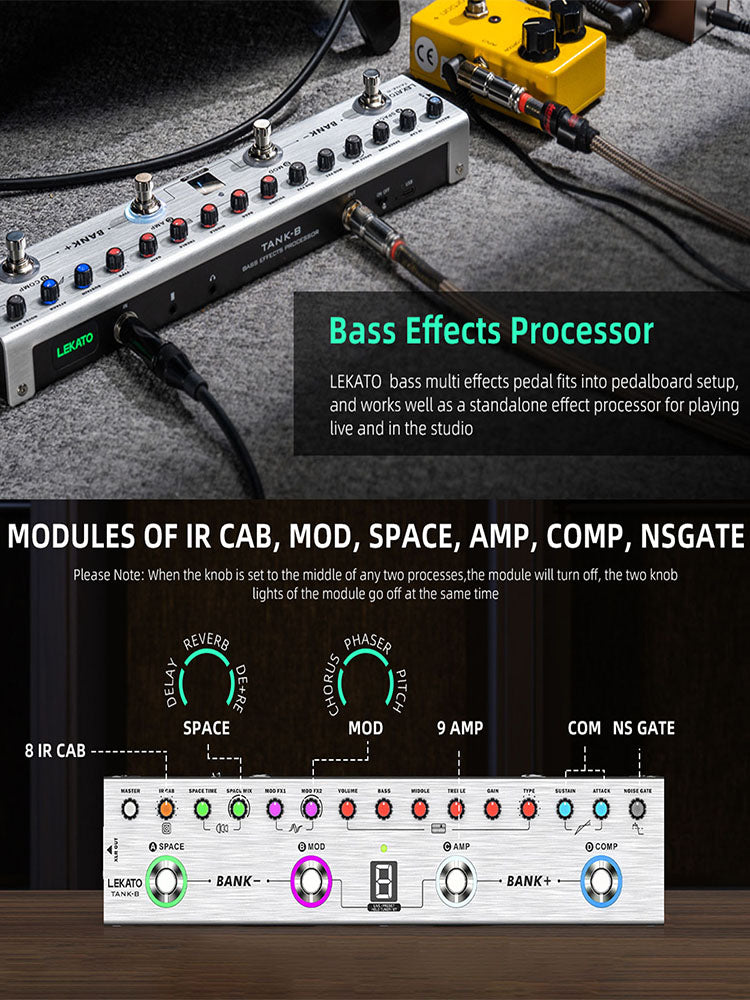 LEKATO Tank-B Bass-Effektprozessor-Pedal