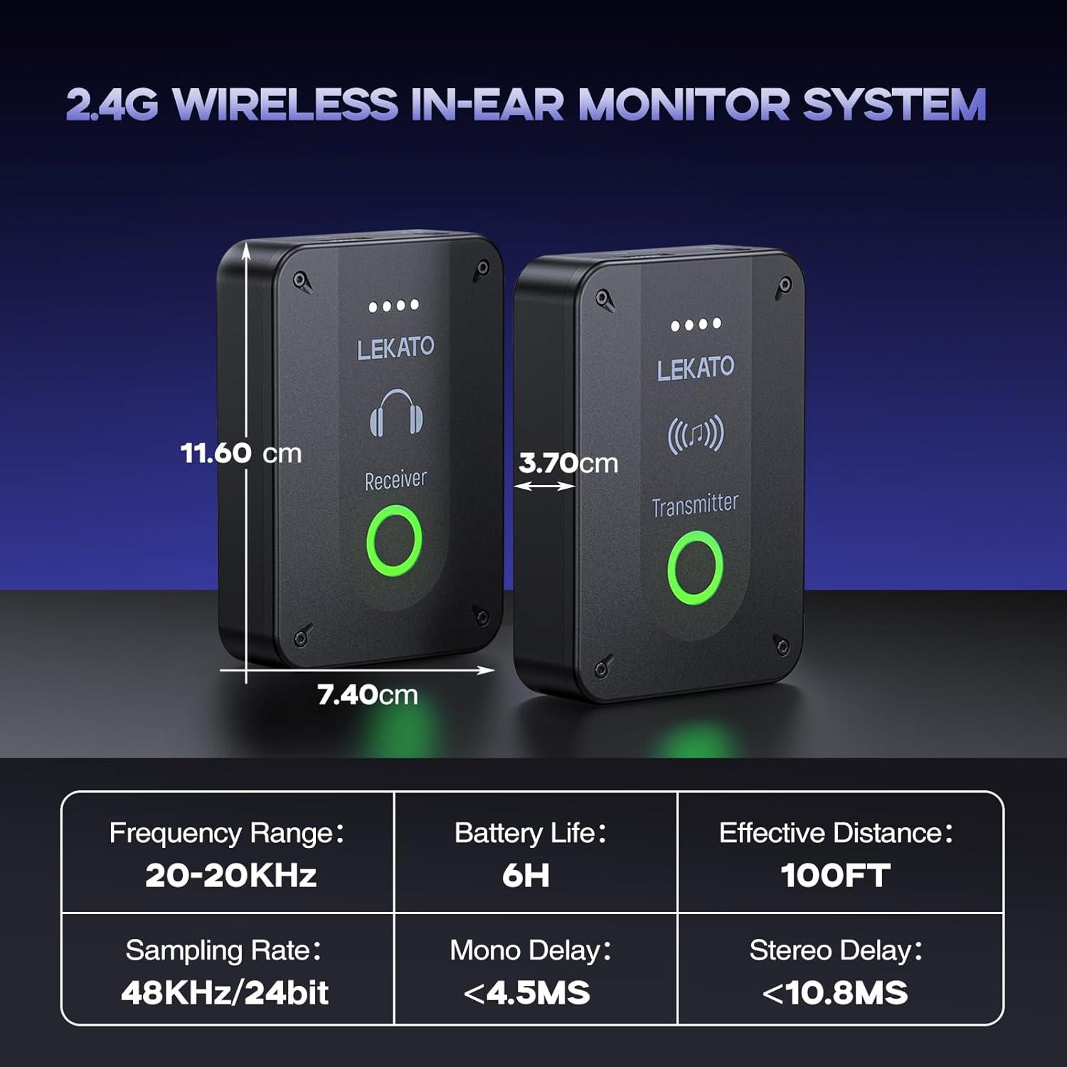 LEKATO MS-02 In Ear Monitor 2.4G Stereo Wireless System - LEKATO - Buy Musical Instruments, Pedals, Wireless, Drum, Pro Audio & More