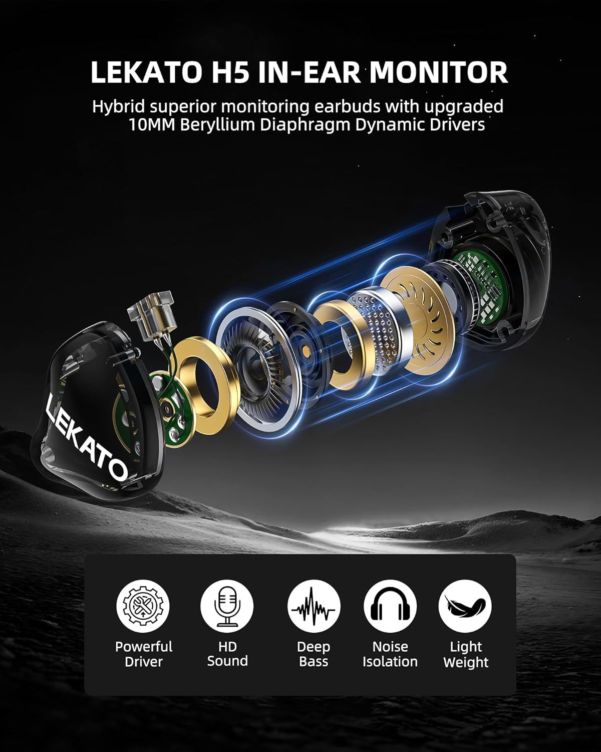 LEKATO H5 Dynamic Hybrid In-Ear Monitor Headphones - LEKATO - Buy Musical Instruments, Pedals, Wireless, Drum, Pro Audio & More