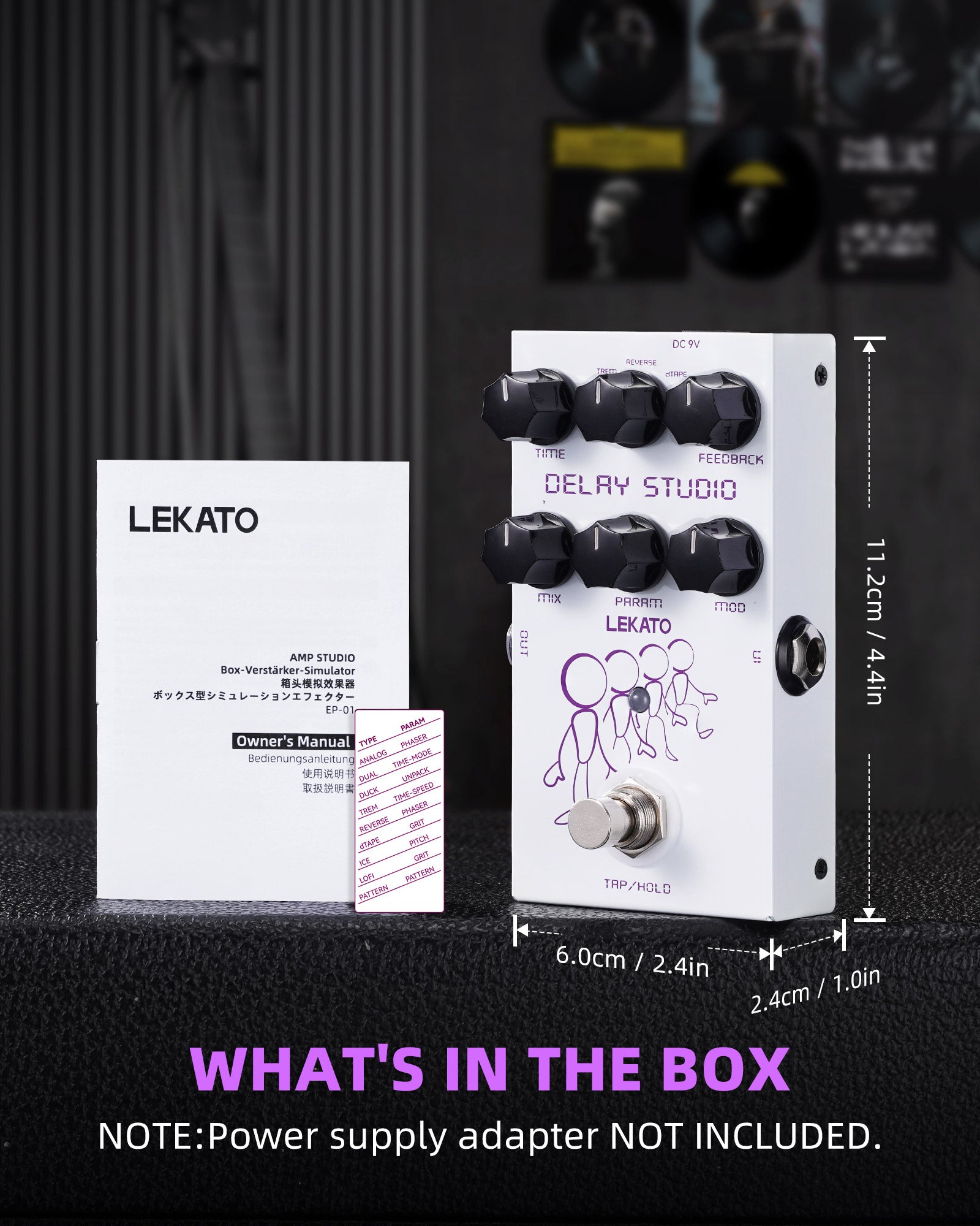 LEKATO EP-04 DELAY STUDIO Reverse Delay Guitar Effect Pedal
